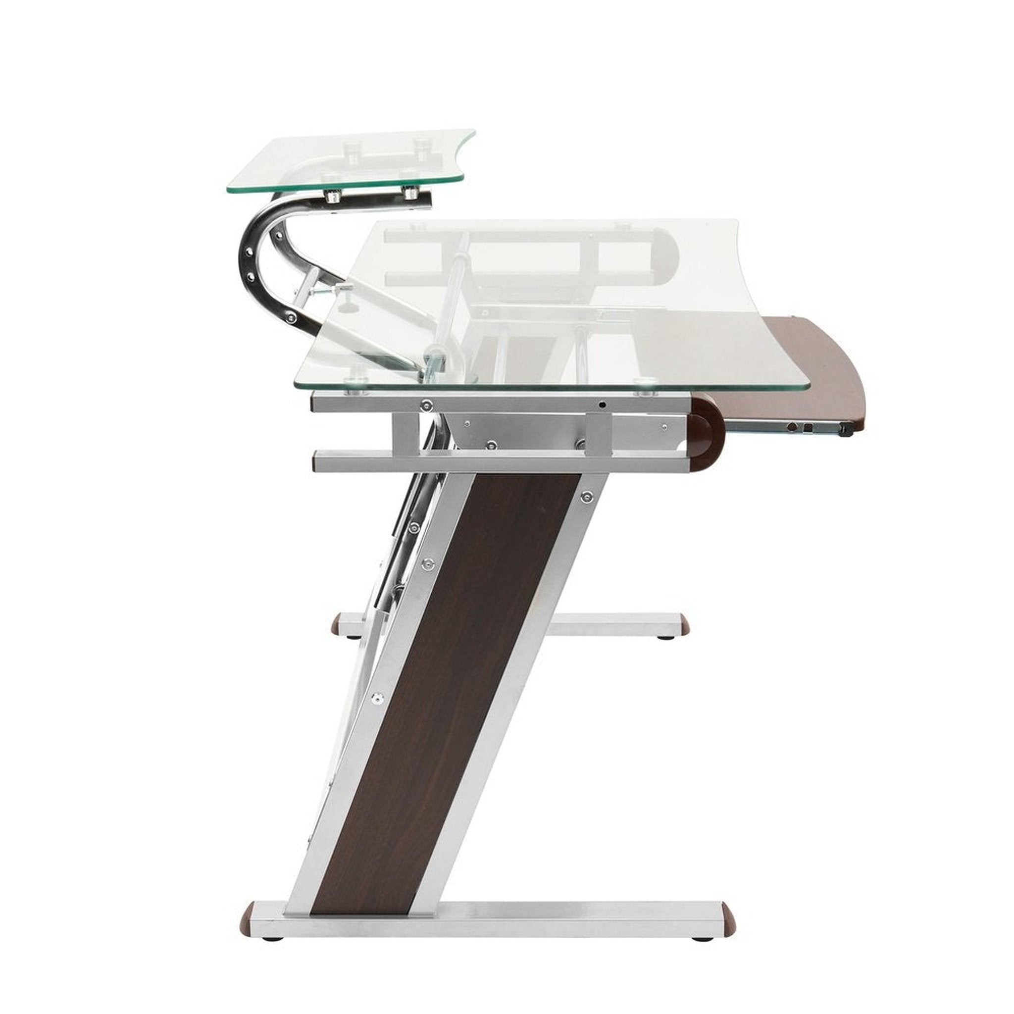 Techni Mobili Home Office Workstation with Sturdy Chrome Base, Glass Techni Mobili Desks