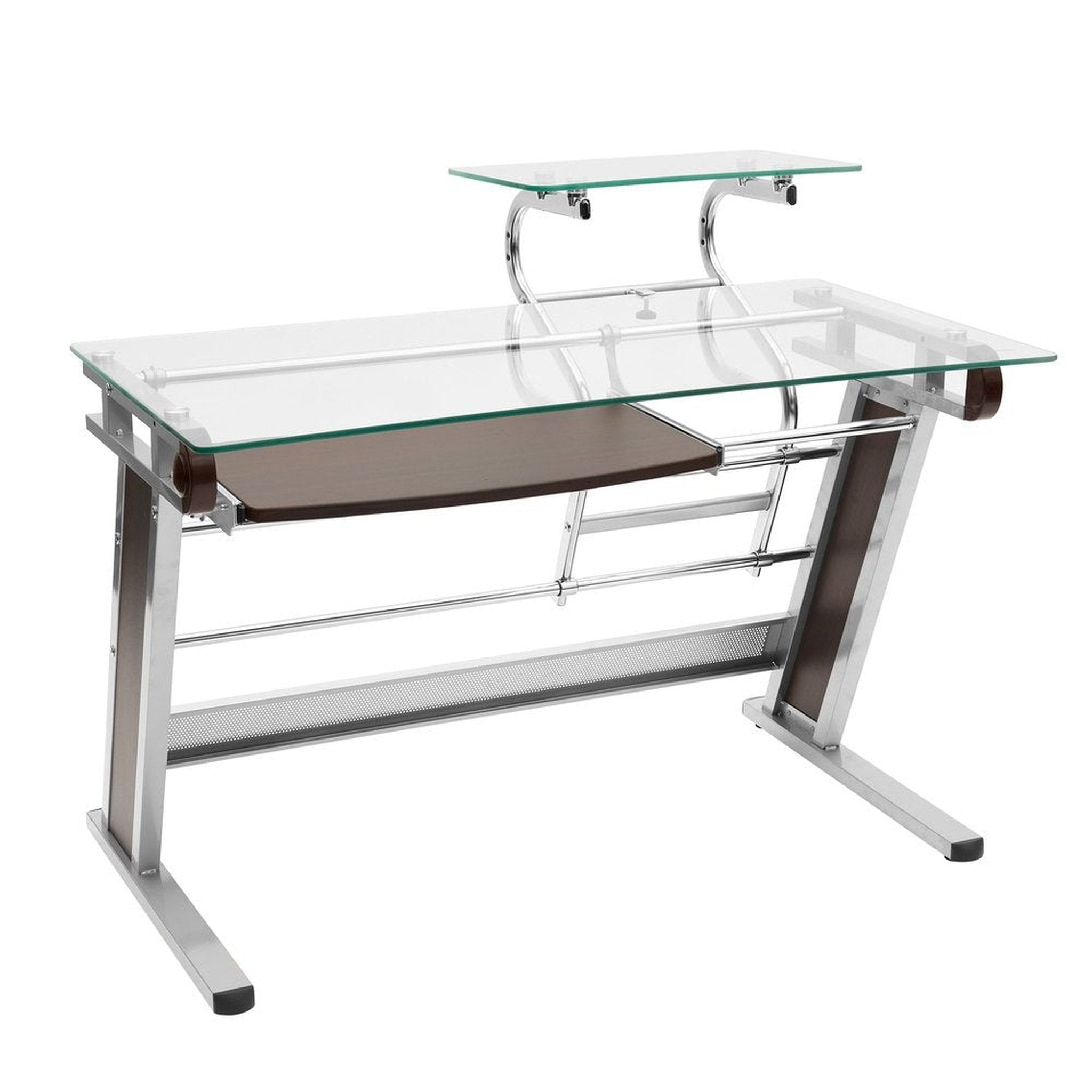 Techni Mobili Home Office Workstation with Sturdy Chrome Base, Glass Techni Mobili Desks