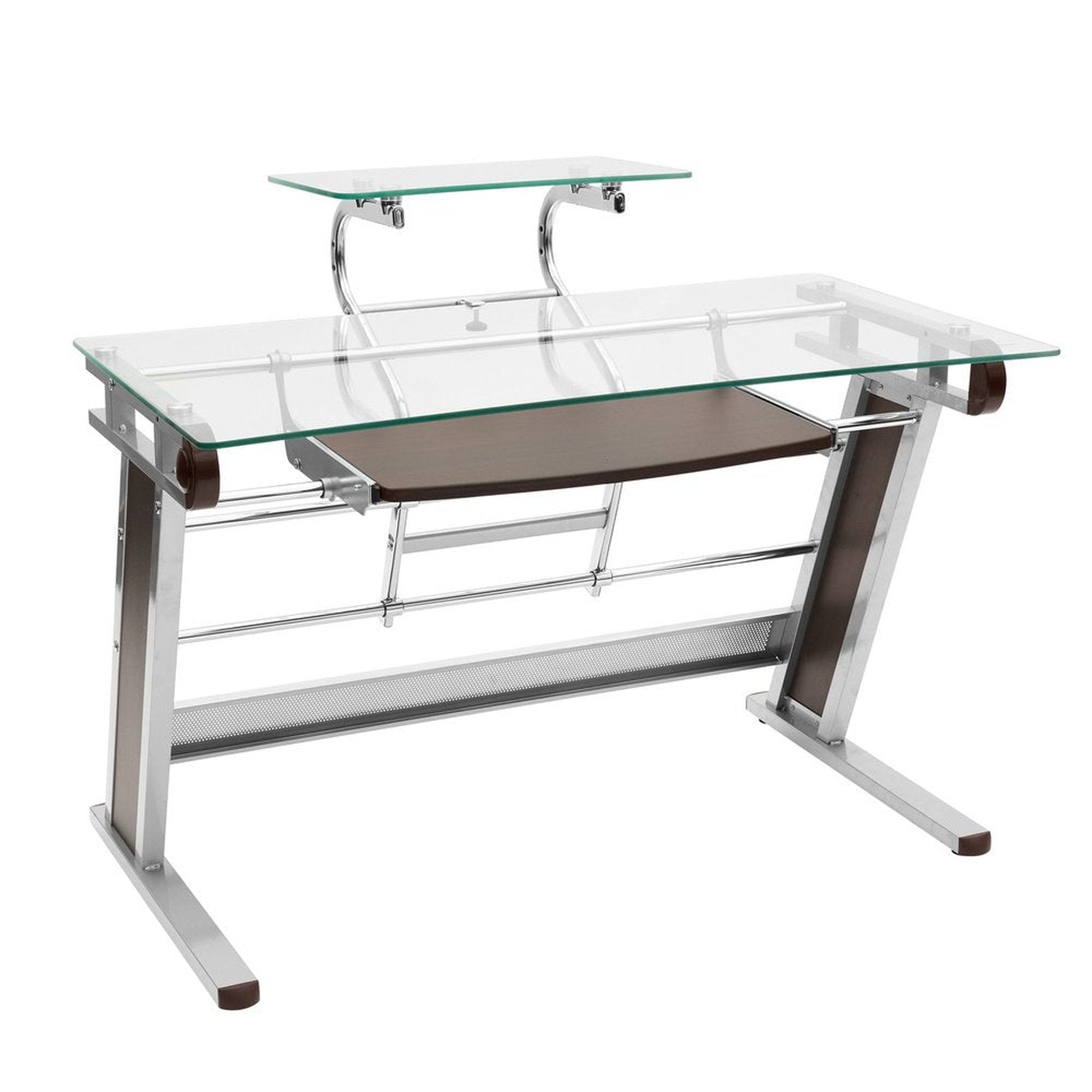 Techni Mobili Home Office Workstation with Sturdy Chrome Base, Glass Techni Mobili Desks