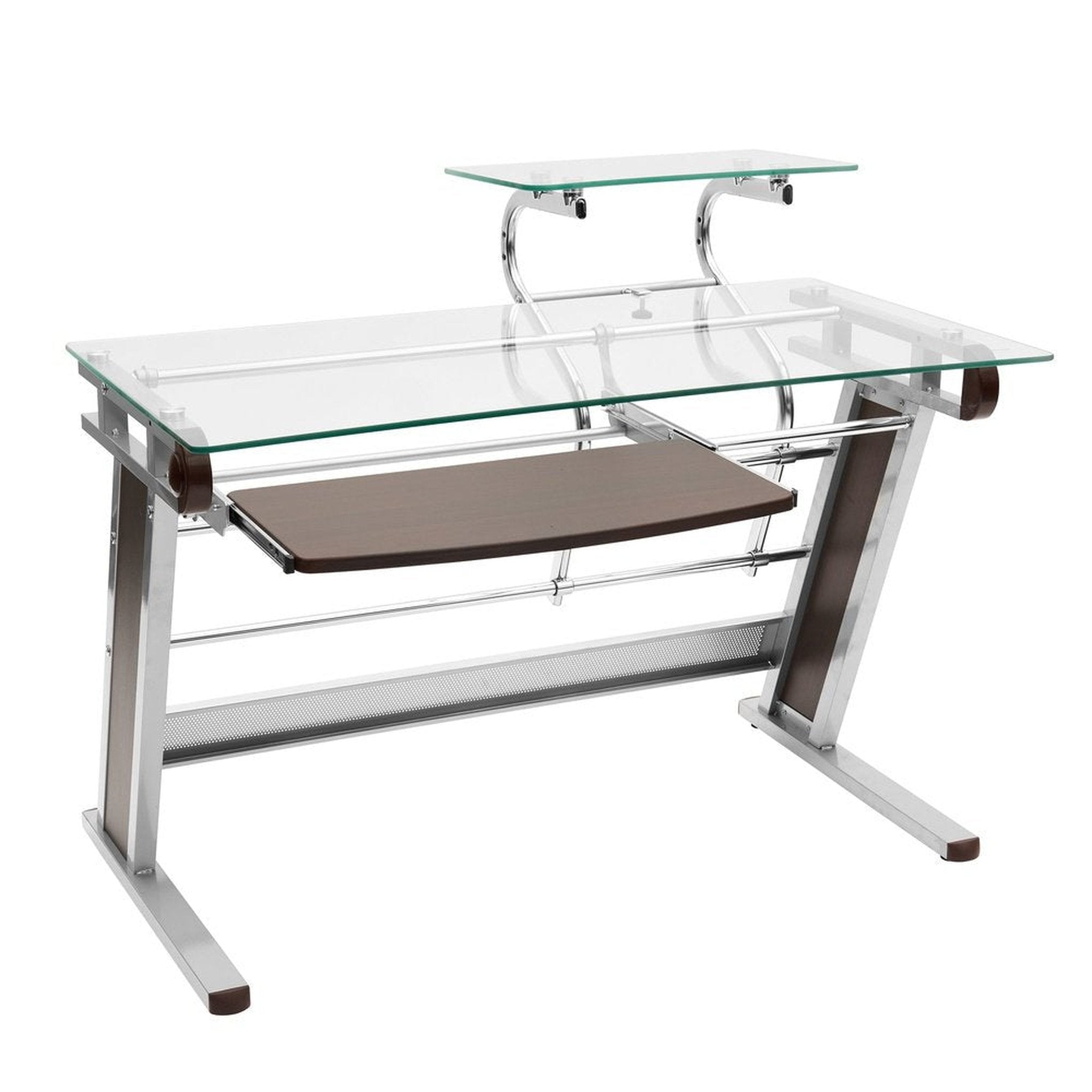 Techni Mobili Home Office Workstation with Sturdy Chrome Base, Glass Techni Mobili Desks