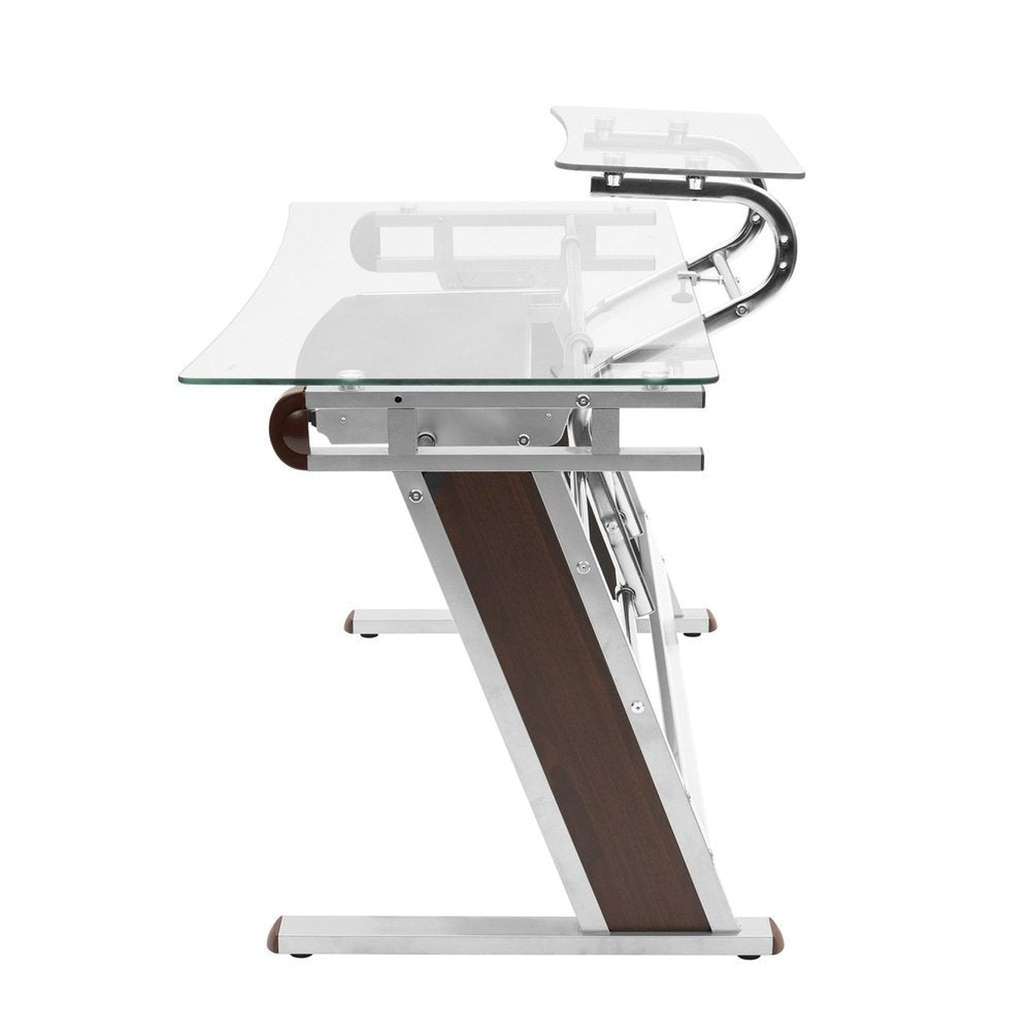 Techni Mobili Home Office Workstation with Sturdy Chrome Base, Glass Techni Mobili Desks