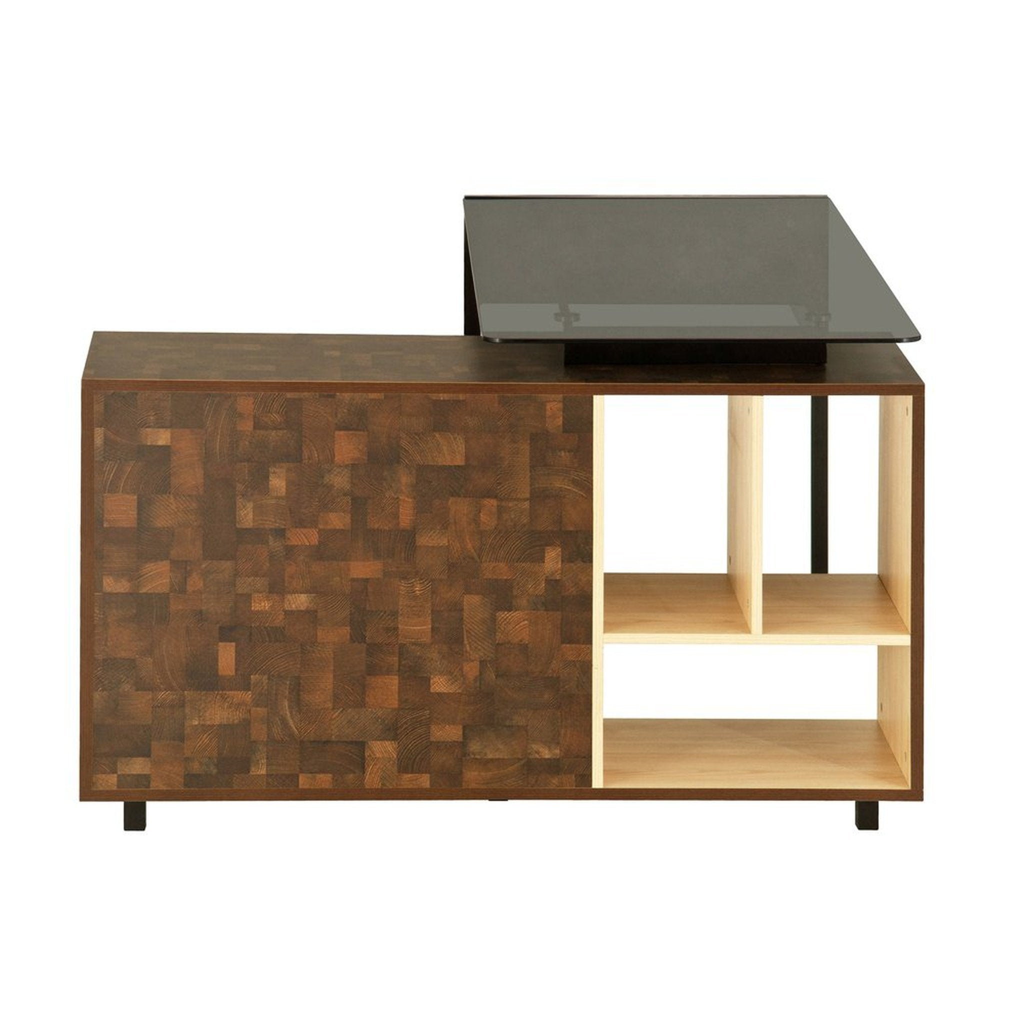 Techni Mobili L-Shape Corner Desk with Multiple Storage, Oak Techni Mobili Desks