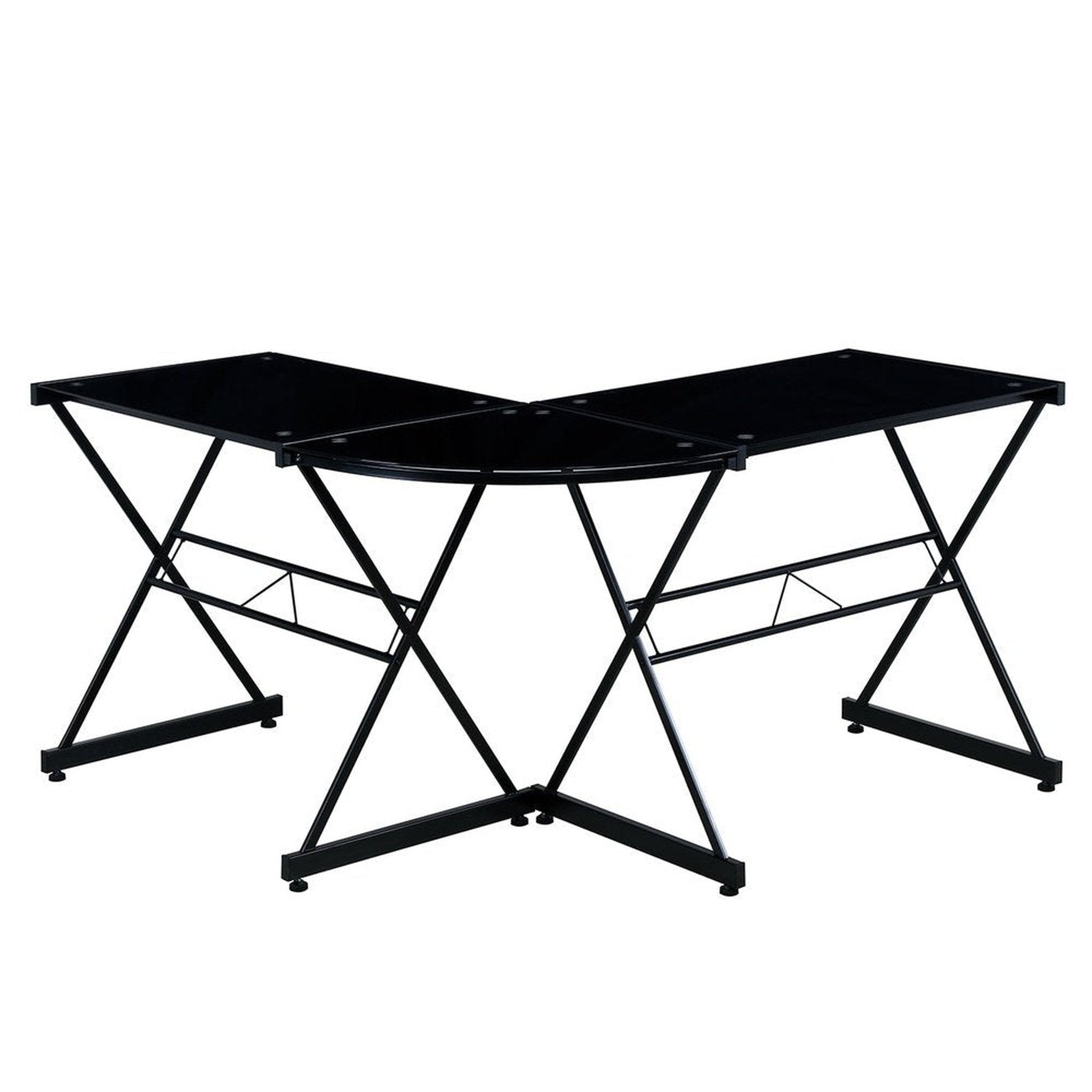Techni Mobili L-Shaped Glass Computer Desk, Black Techni Mobili