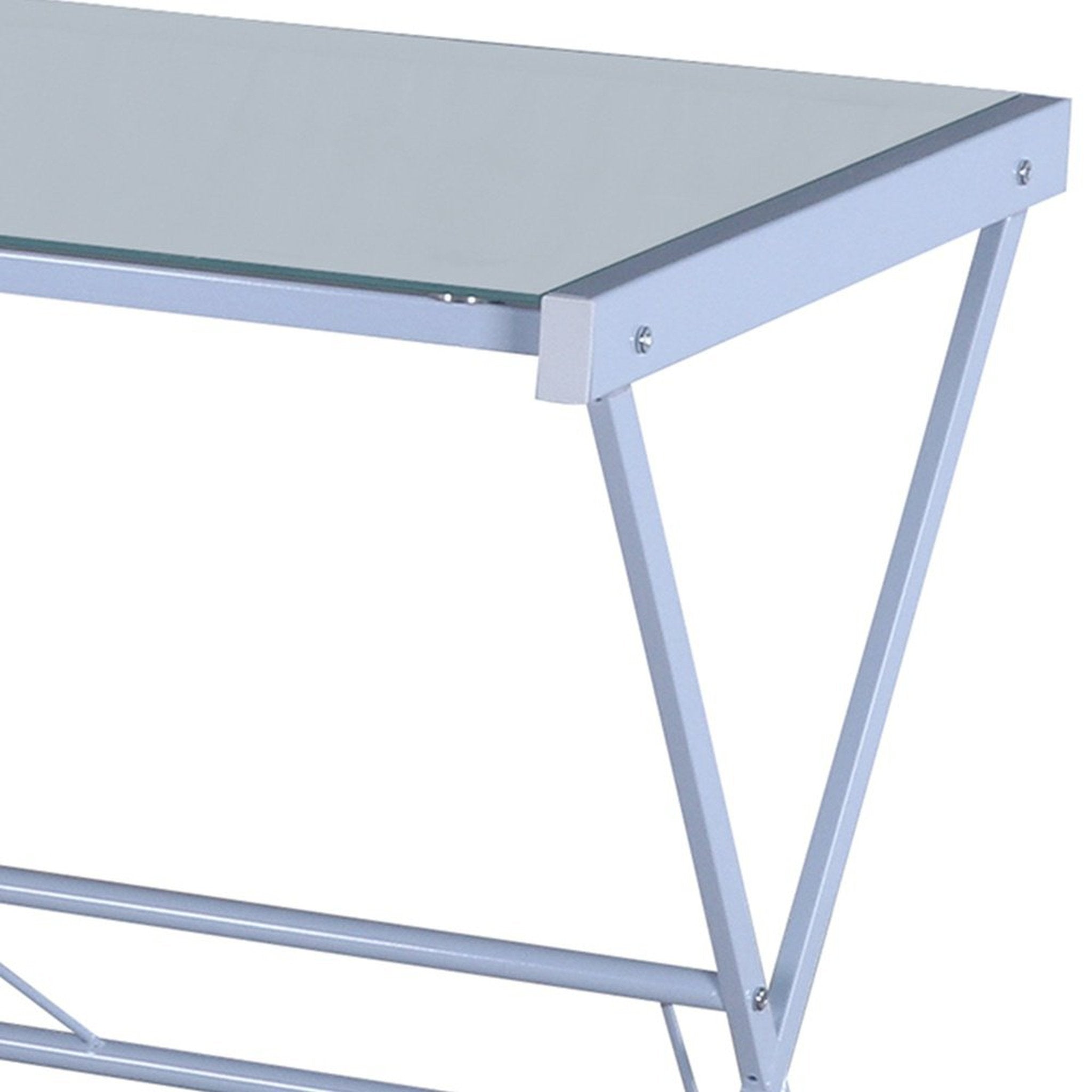 Techni Mobili L-Shaped Glass Computer Desk, White Techni Mobili