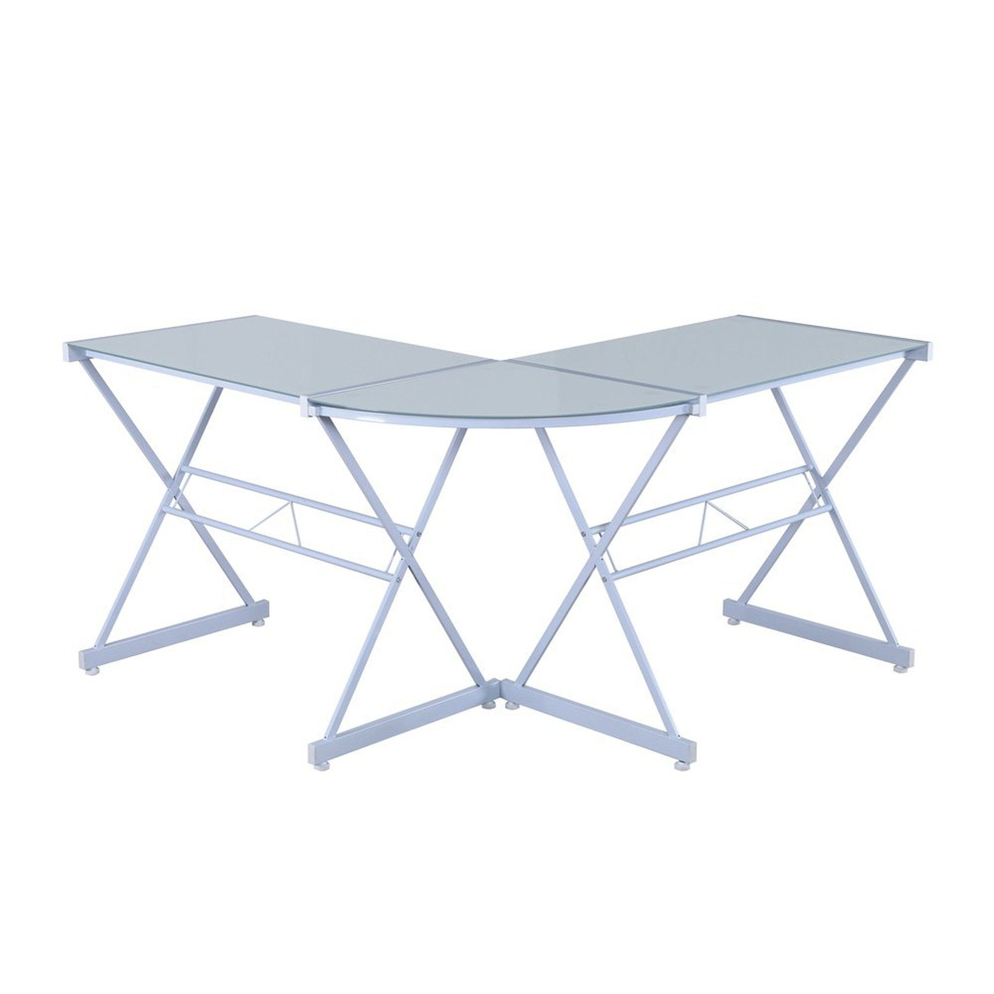 Techni Mobili L-Shaped Glass Computer Desk, White Techni Mobili