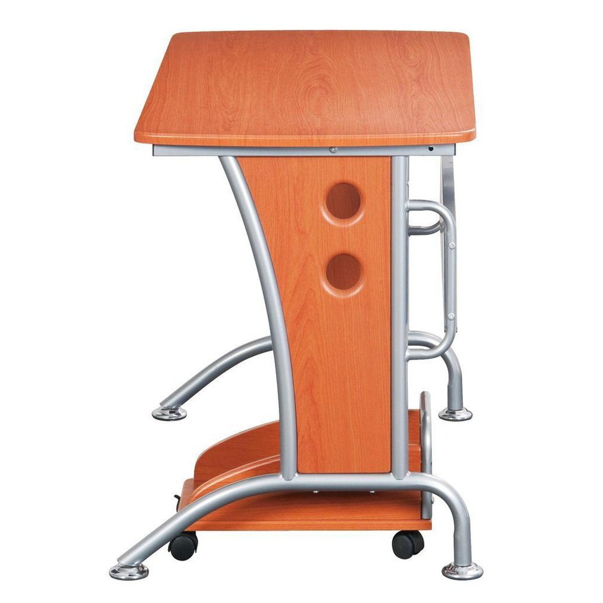 Techni Mobili Modern Computer Desk With Mobile CPU Caddy, Dark Honey Techni Mobili