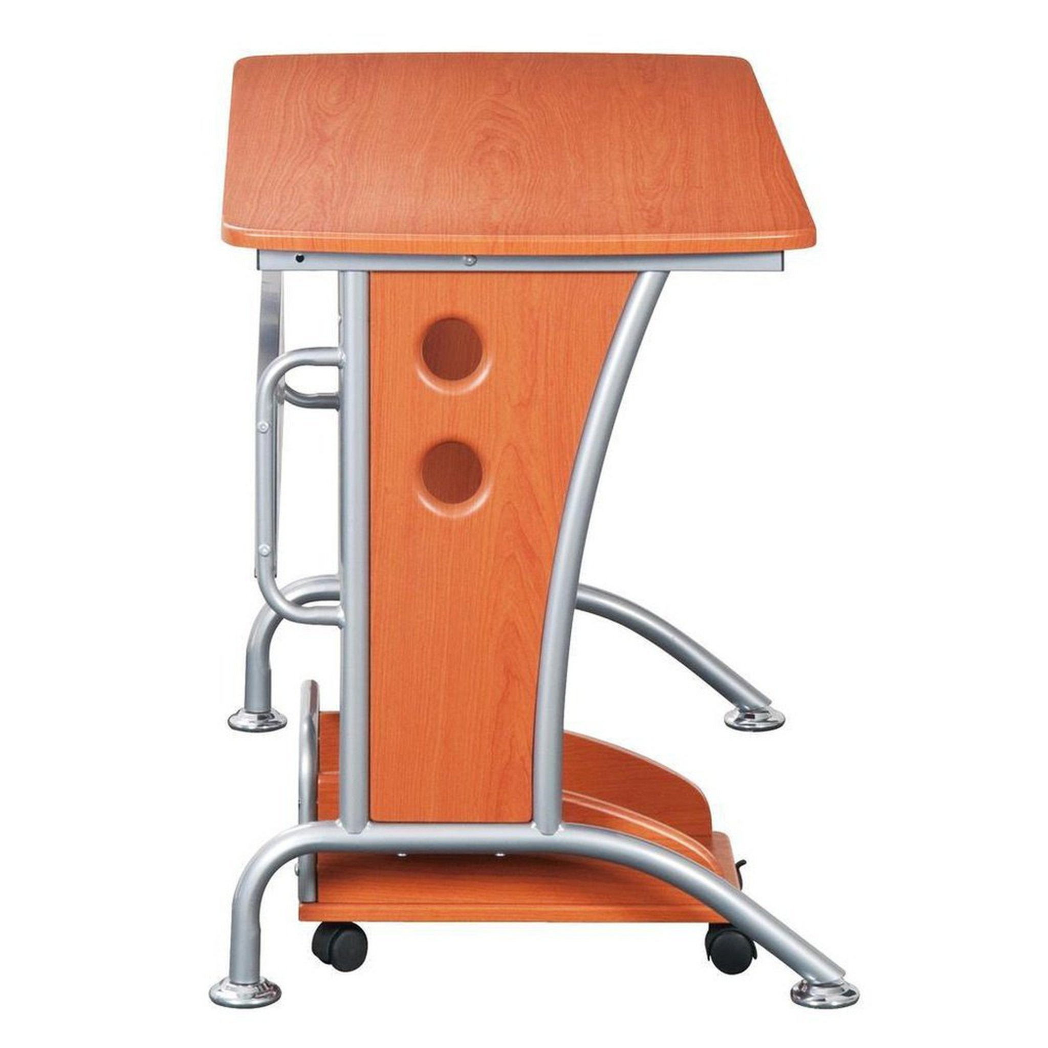 Techni Mobili Modern Computer Desk With Mobile CPU Caddy, Dark Honey Techni Mobili