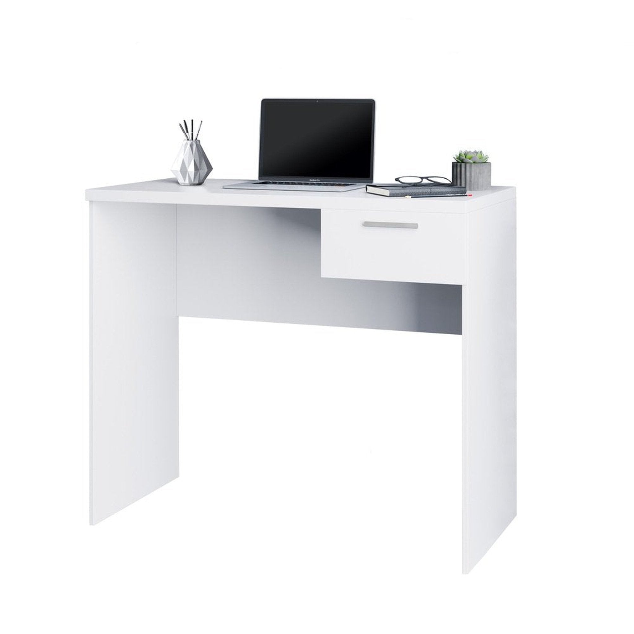 Techni Mobili Modern Computer Writing Desk with Drawer, White Techni Mobili
