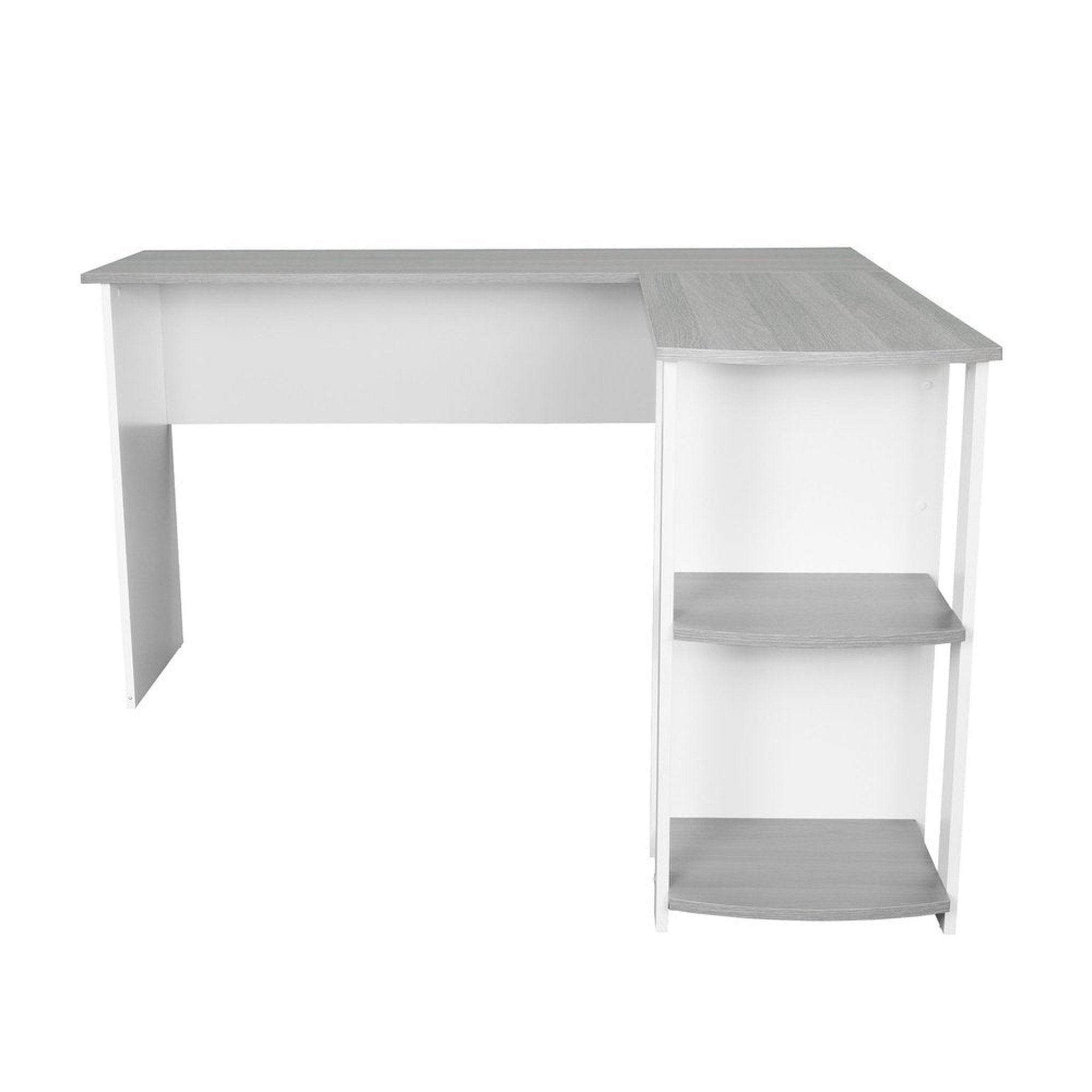 Techni Mobili Modern L-Shaped Desk with Side Shelves, Grey Techni Mobili