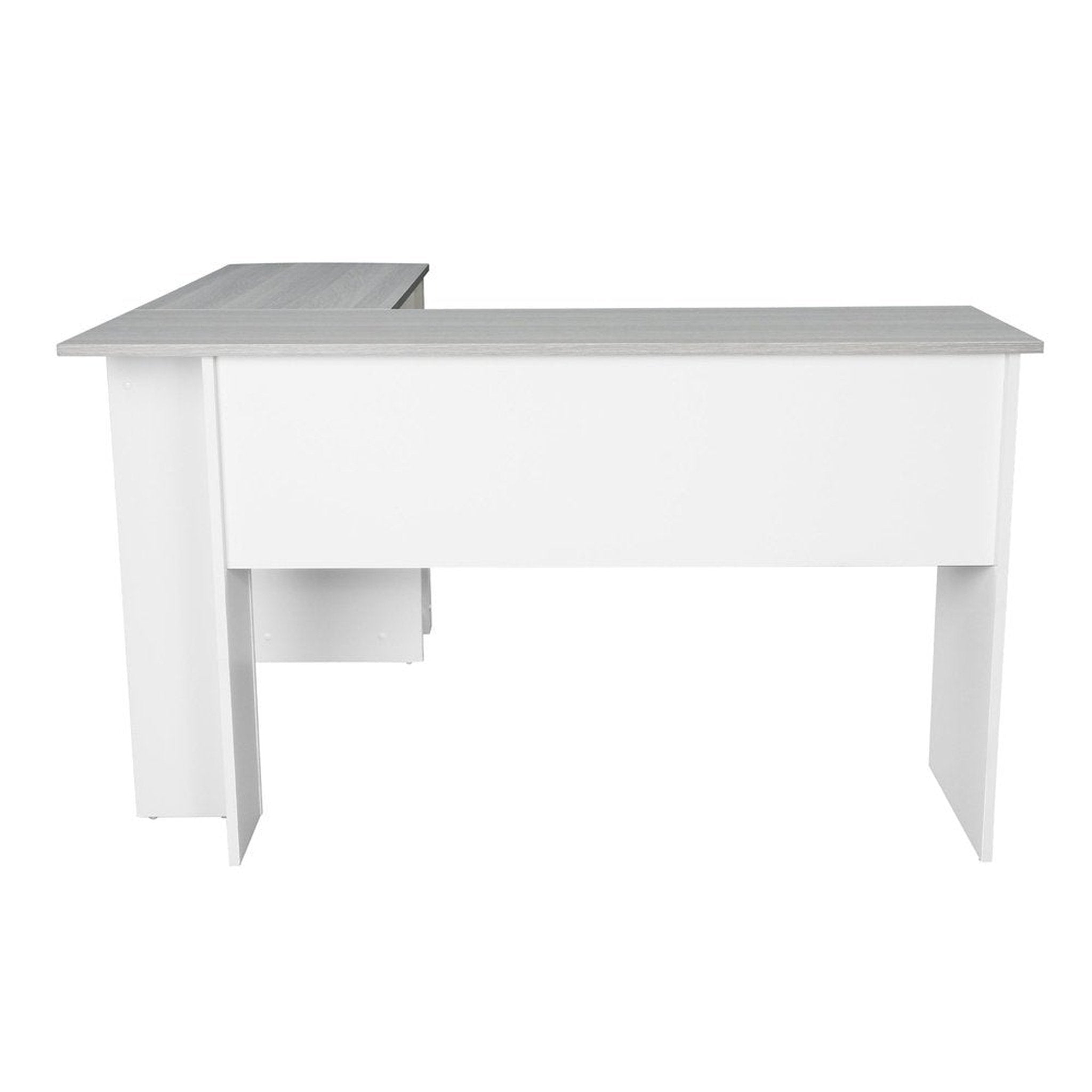 Techni Mobili Modern L-Shaped Desk with Side Shelves, Grey Techni Mobili