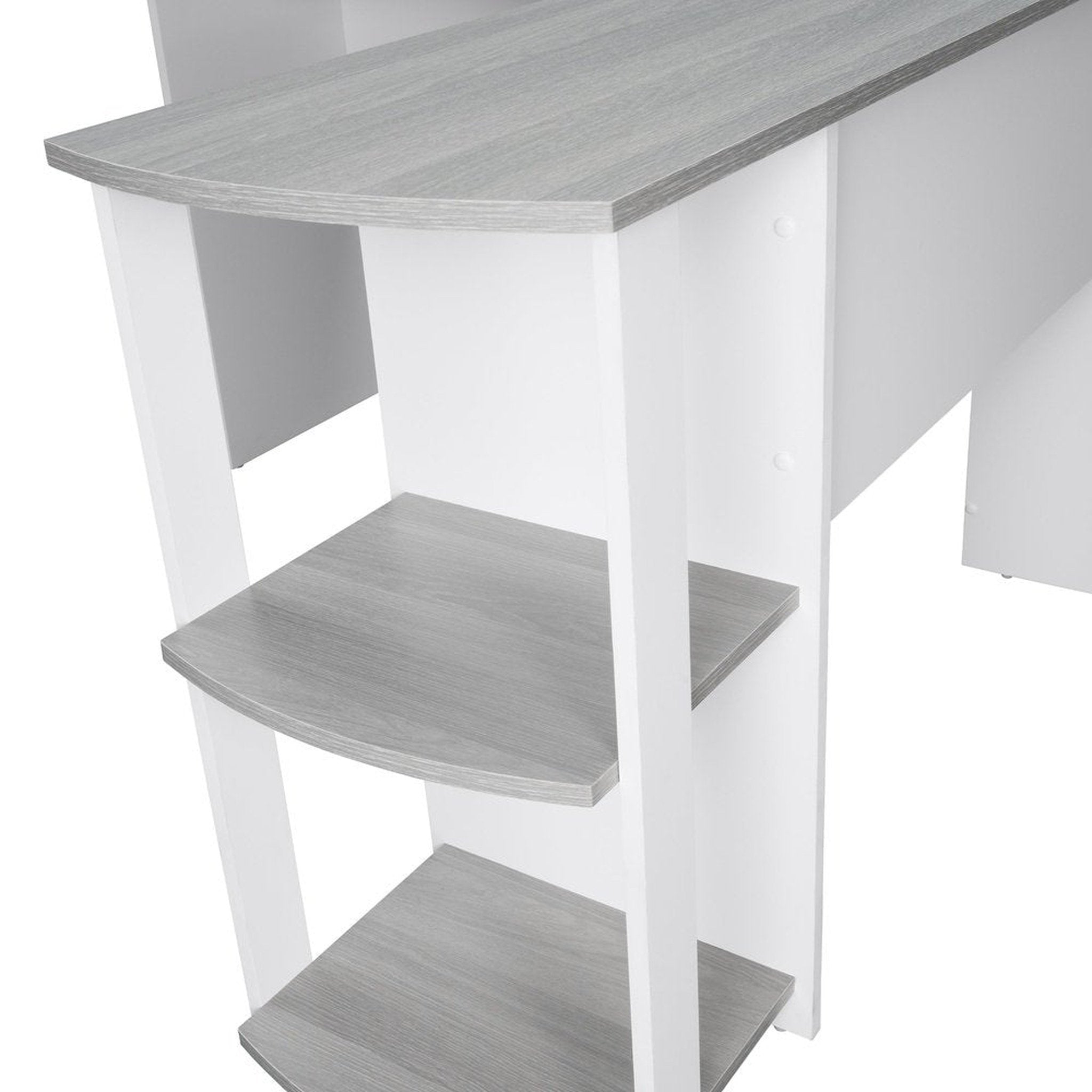 Techni Mobili Modern L-Shaped Desk with Side Shelves, Grey Techni Mobili