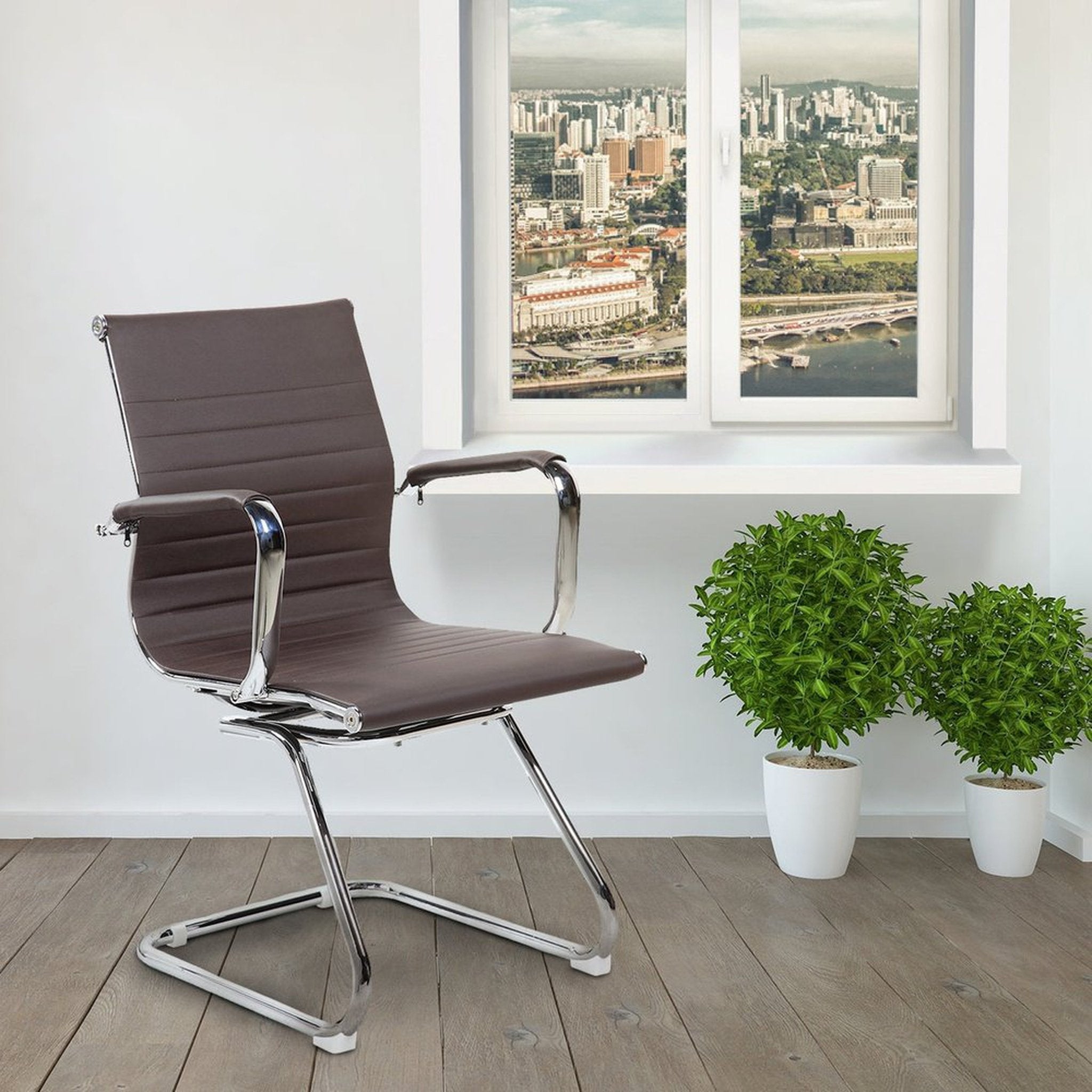 Techni Mobili Modern Medium Back Executive Office Chair, Chocolate Techni Mobili Chairs