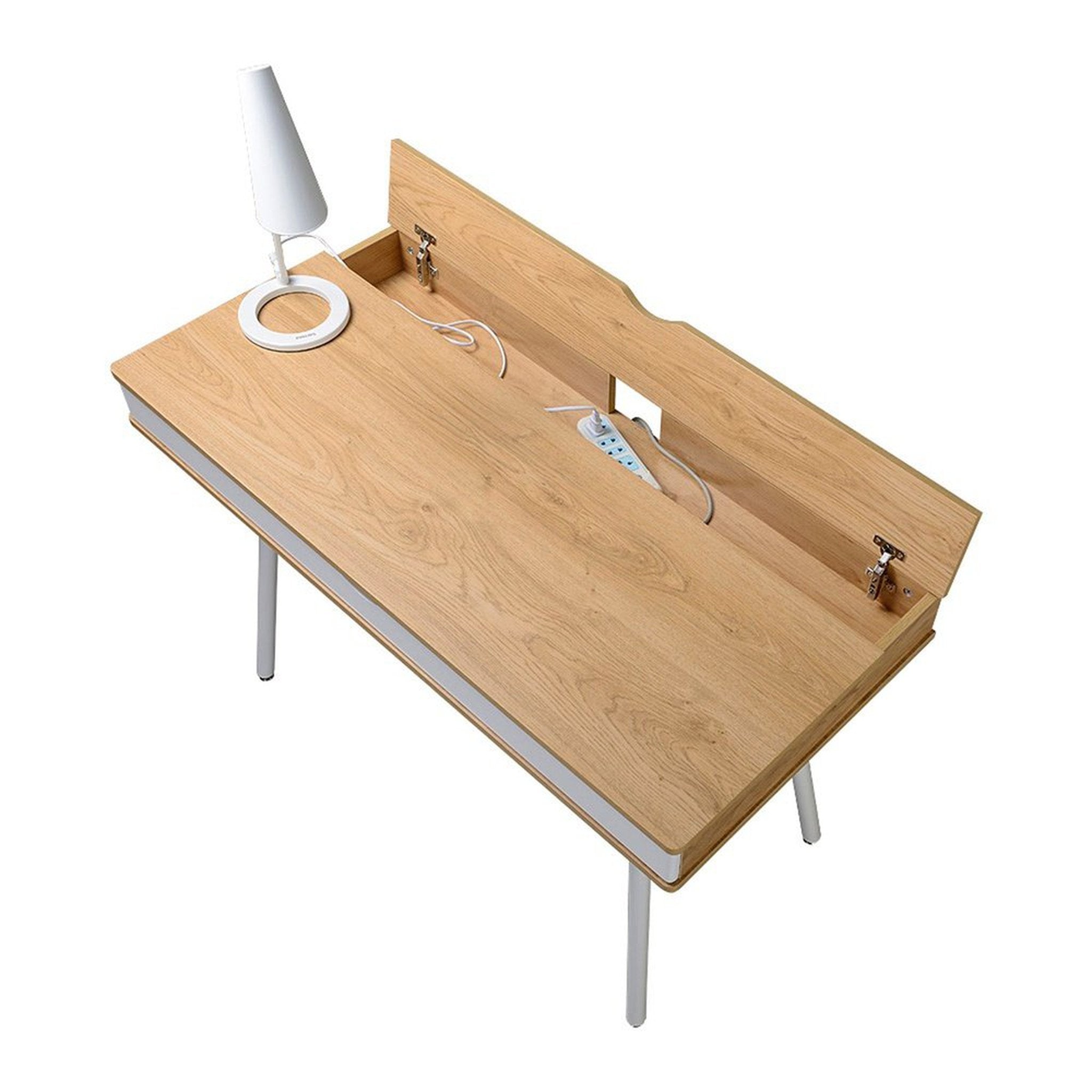 Techni Mobili Modern Multi Storage Computer Desk with Storage, Pine Techni Mobili