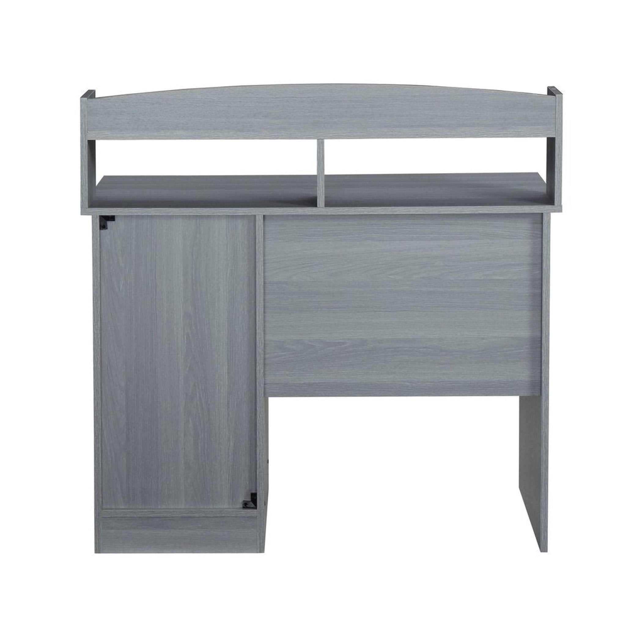 Techni Mobili Modern Office Desk with Hutch, Grey Techni Mobili