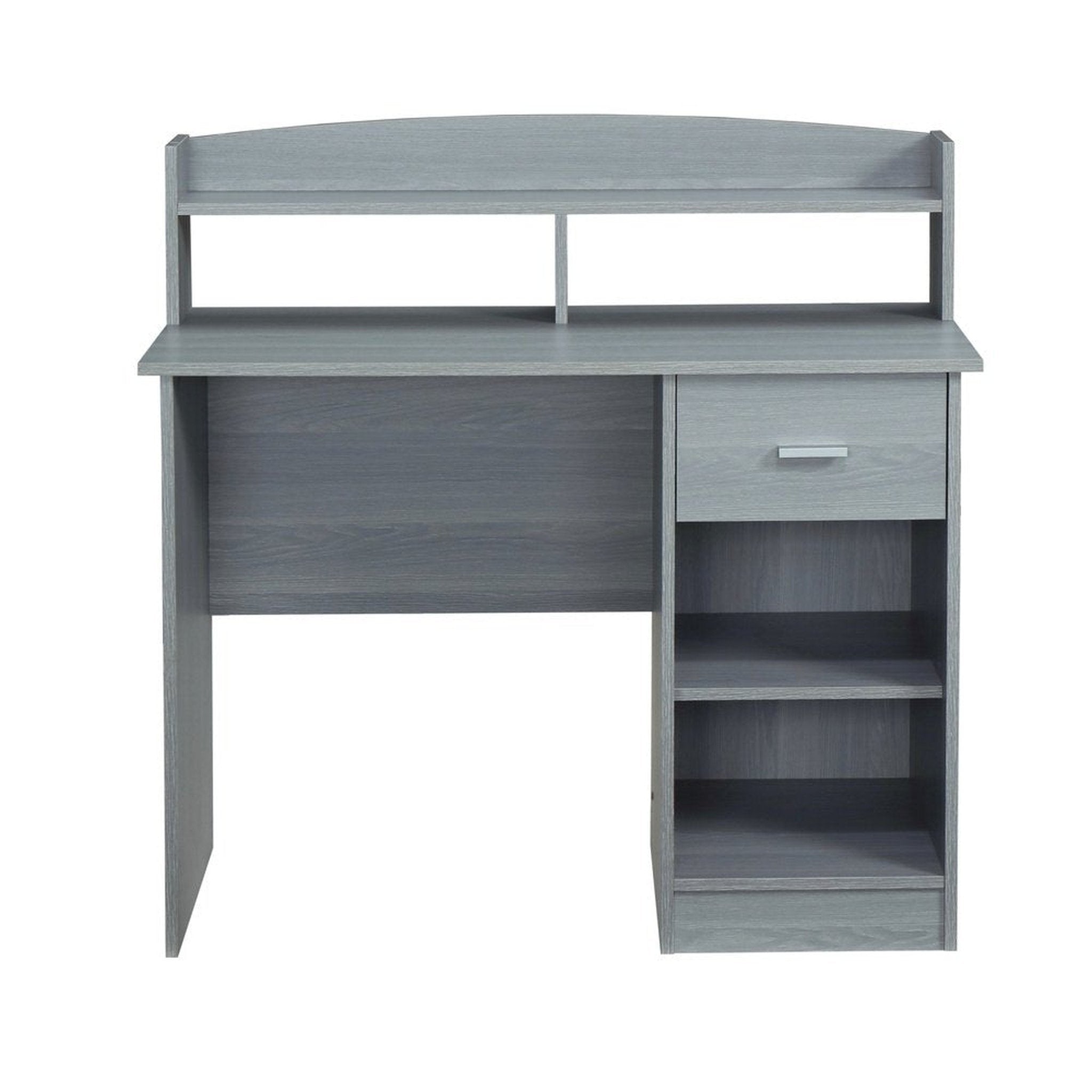 Techni Mobili Modern Office Desk with Hutch, Grey Techni Mobili