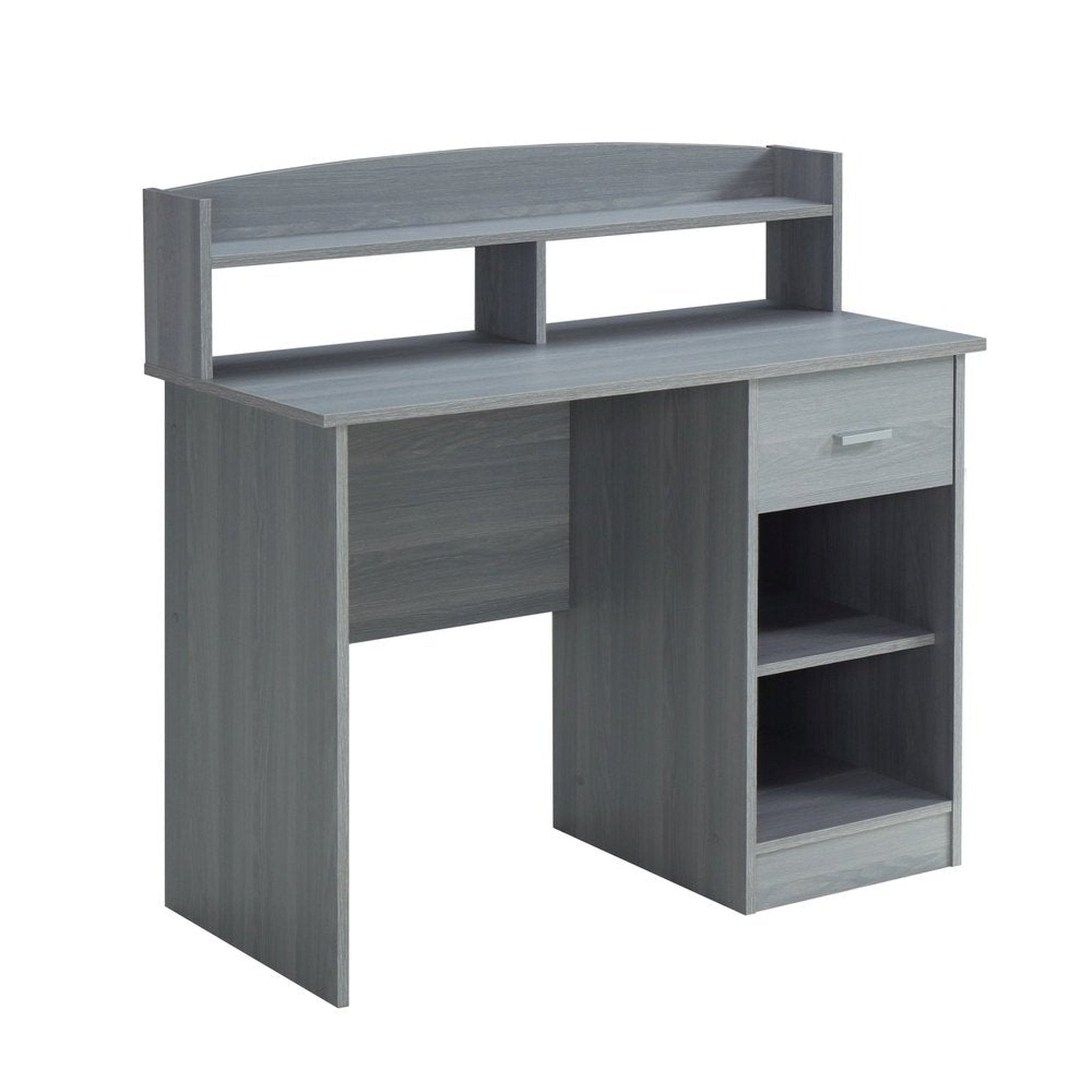 Techni Mobili Modern Office Desk with Hutch, Grey Techni Mobili