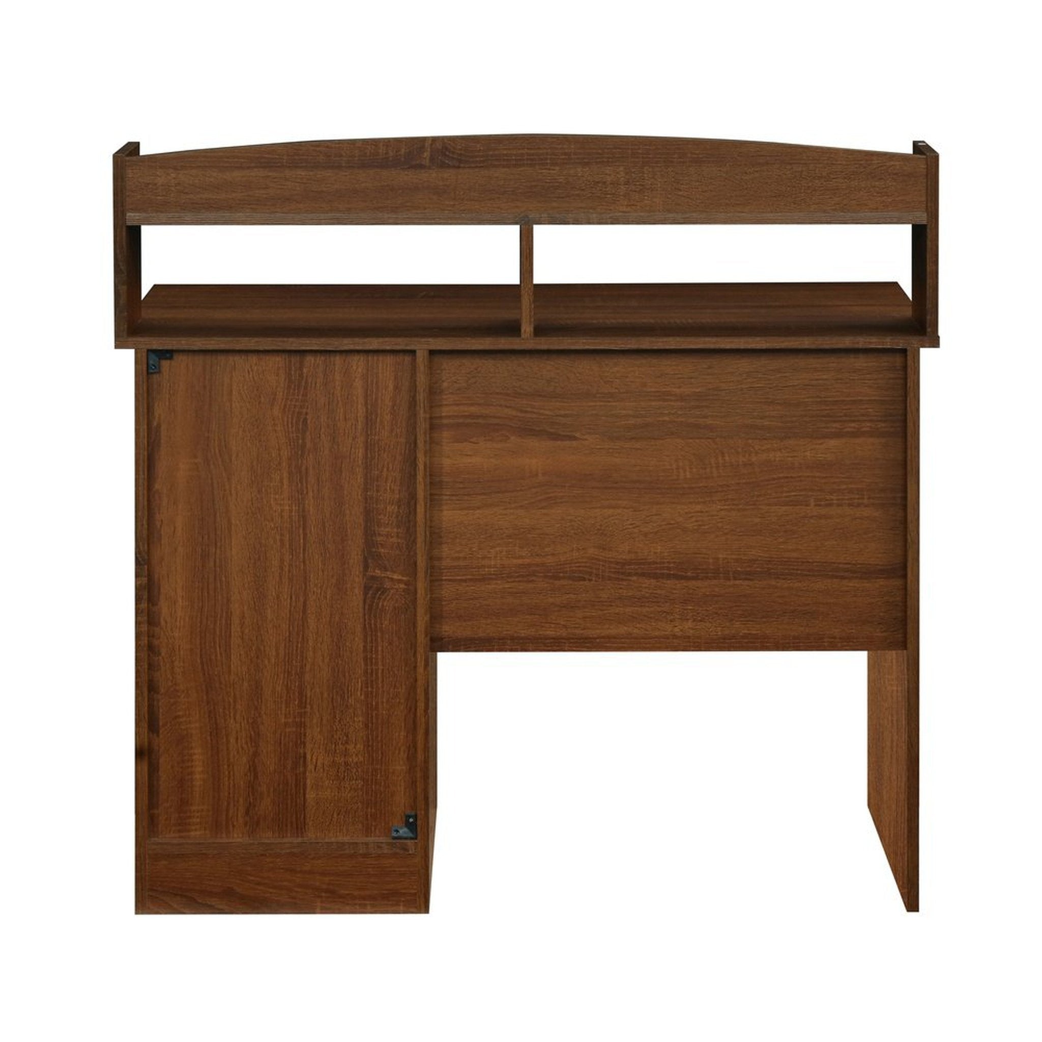 Techni Mobili Modern Office Desk with Hutch, Oak Techni Mobili