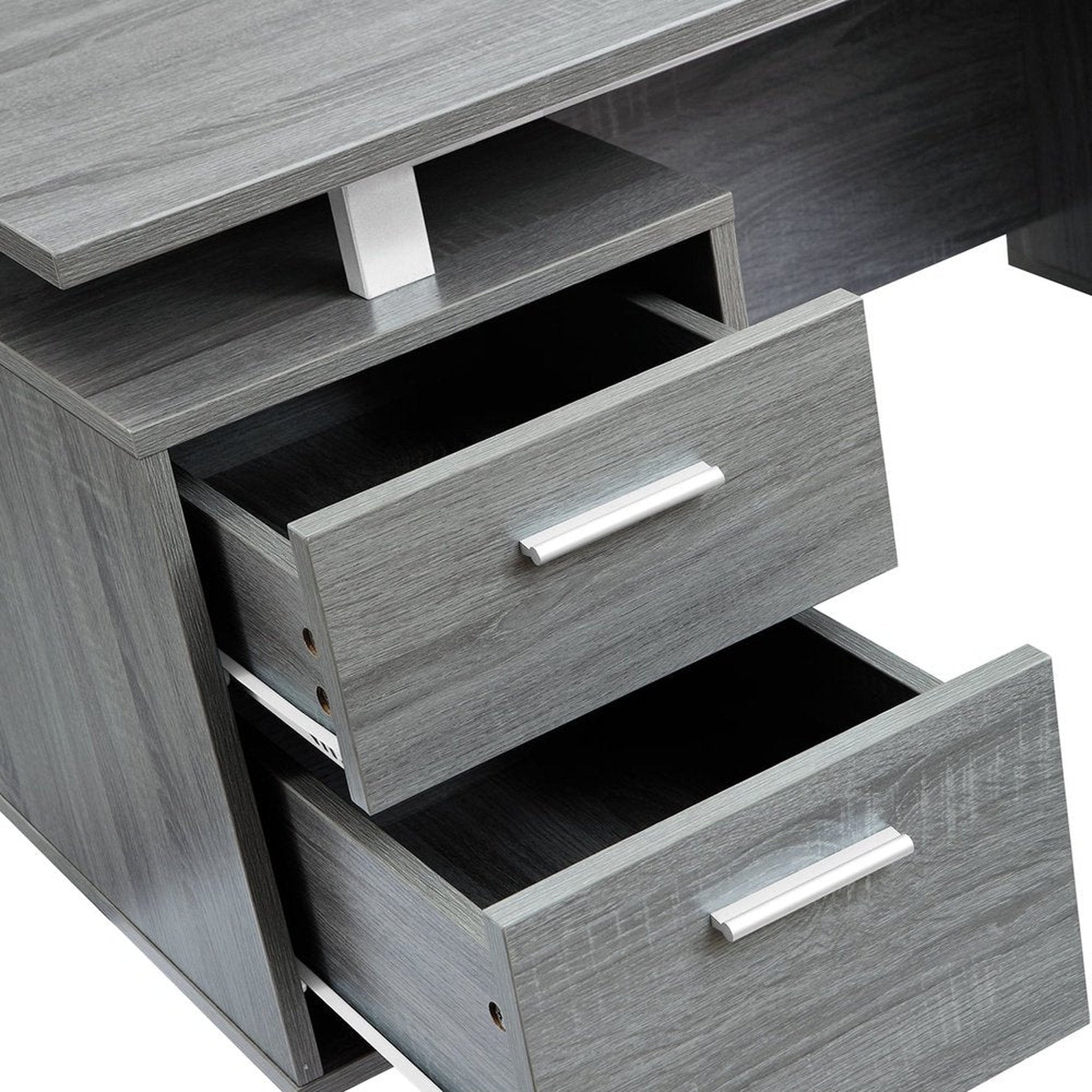 Techni Mobili Modern Office Desk with Storage, Grey Techni Mobili