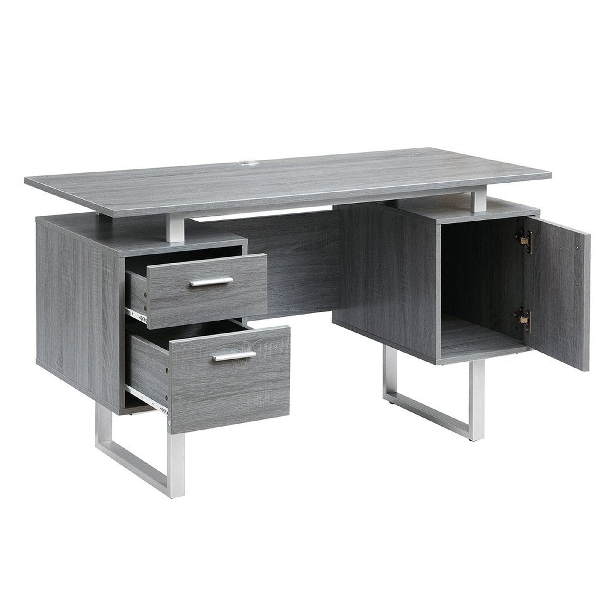 Techni Mobili Modern Office Desk with Storage, Grey Techni Mobili