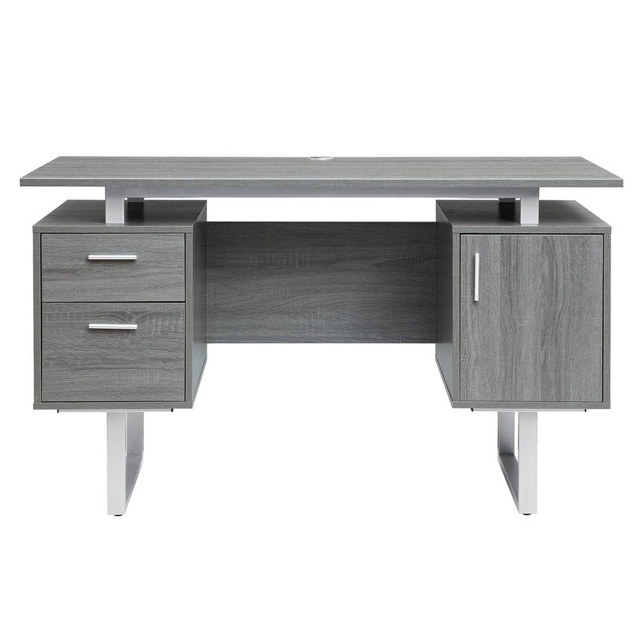 Techni Mobili Modern Office Desk with Storage, Grey Techni Mobili