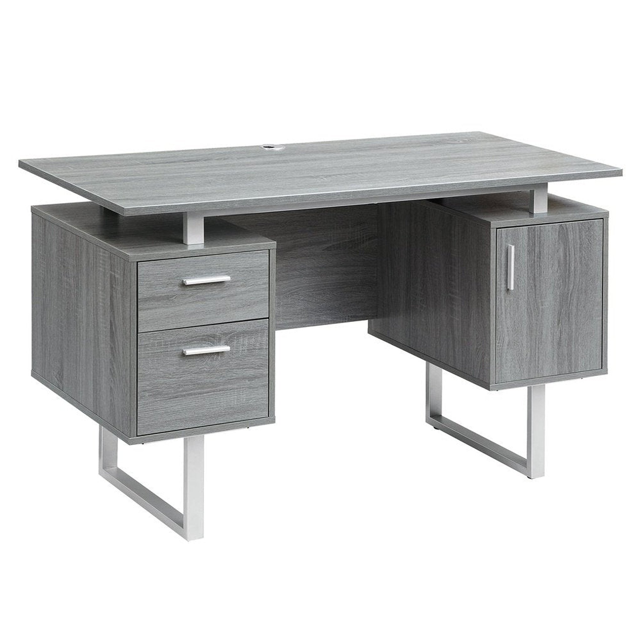 Techni Mobili Modern Office Desk with Storage, Grey Techni Mobili