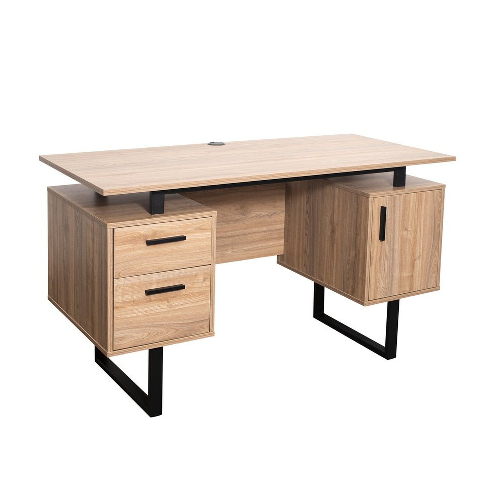 Techni Mobili Modern Office Desk with Storage, Walnut Techni Mobili