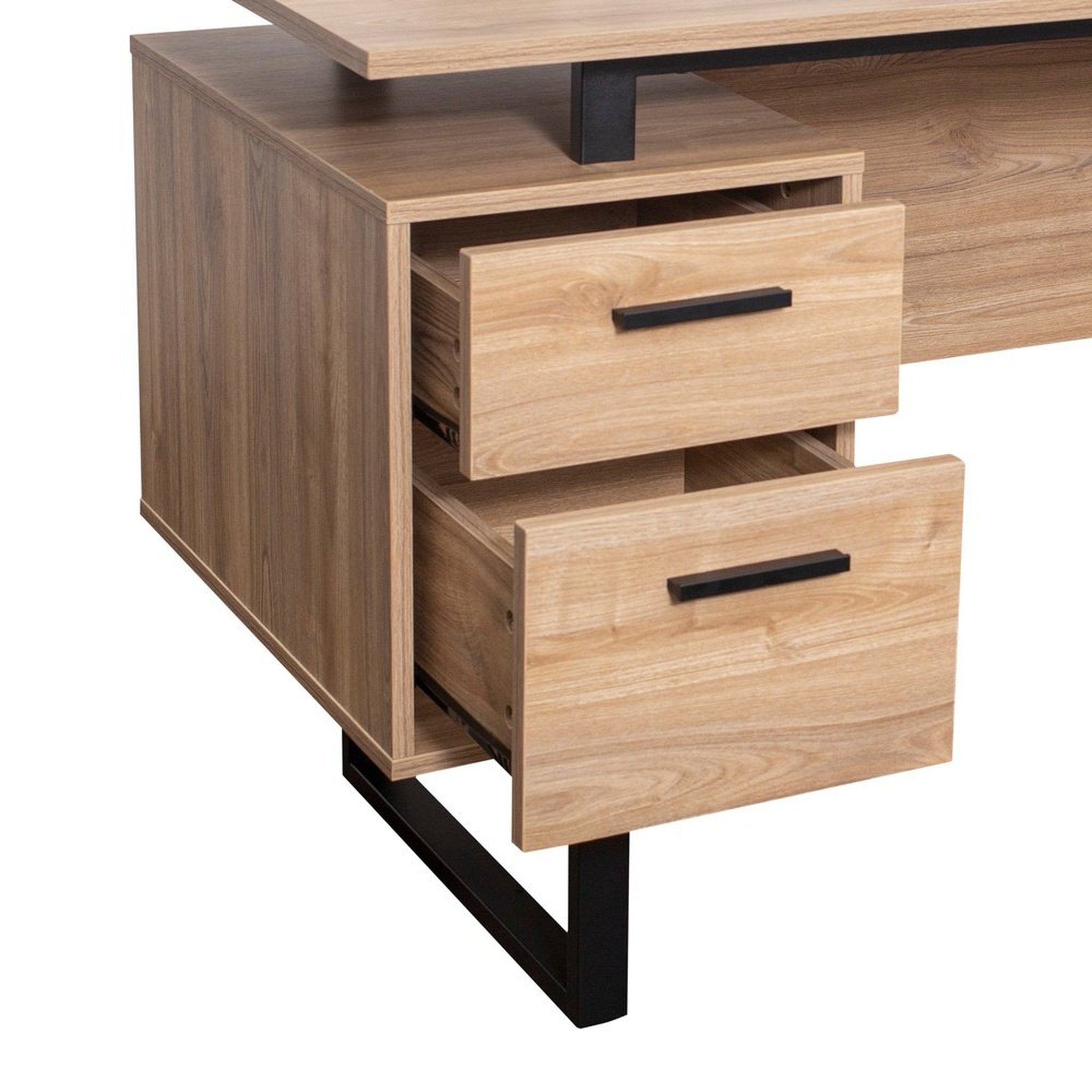Techni Mobili Modern Office Desk with Storage, Walnut Techni Mobili
