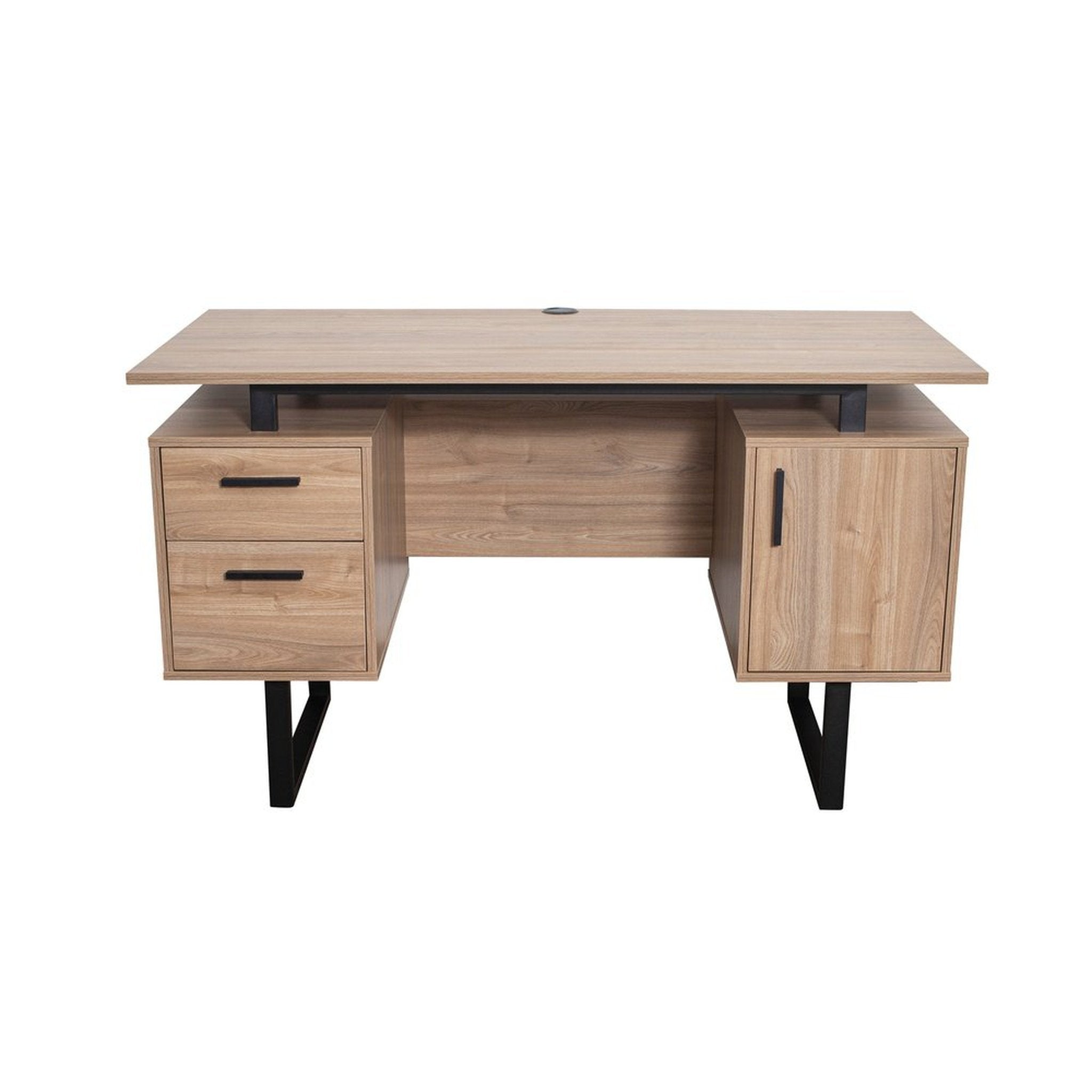Techni Mobili Modern Office Desk with Storage, Walnut Techni Mobili