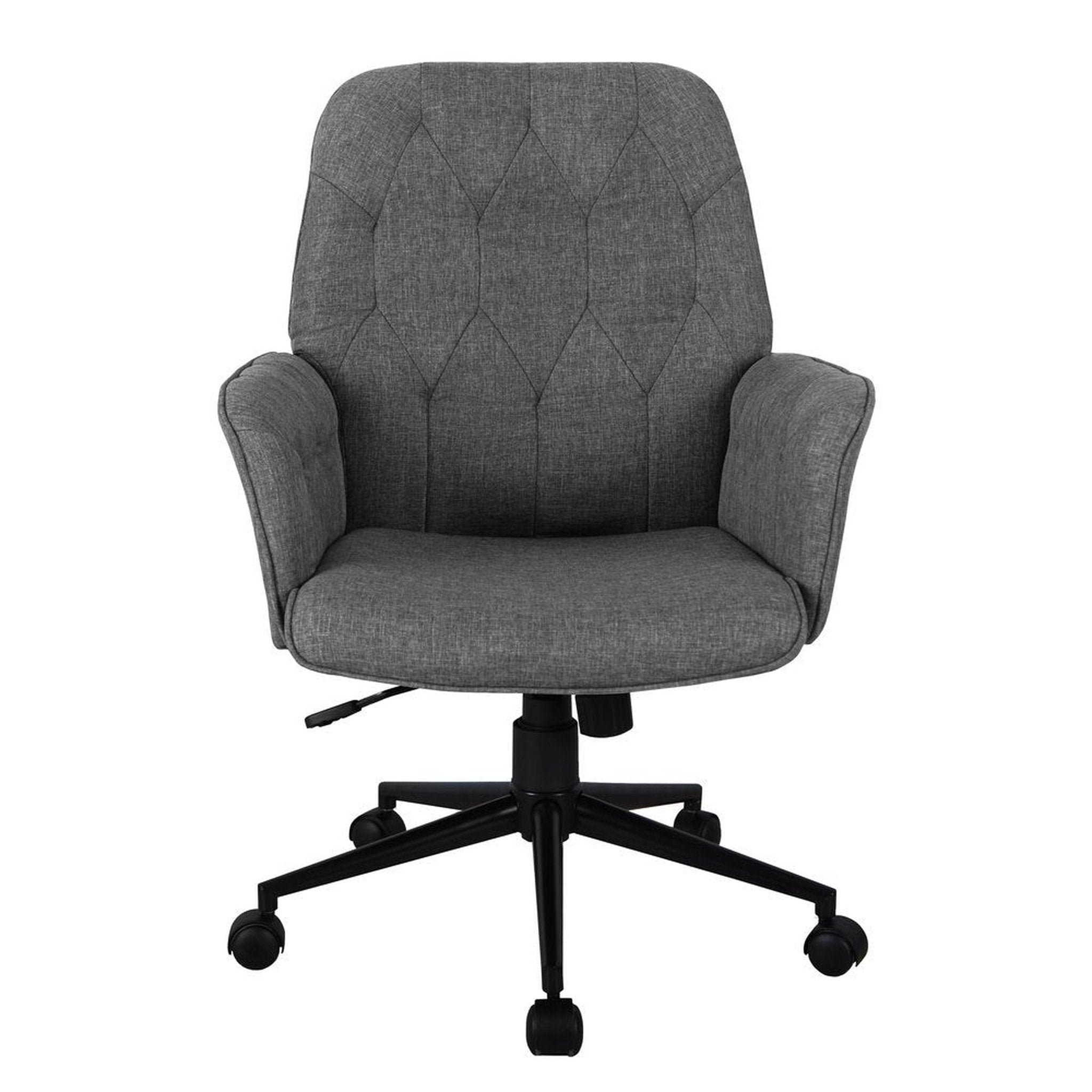 Techni Mobili Modern Upholstered Tufted Office Chair with Arms, Grey Techni Mobili Chairs