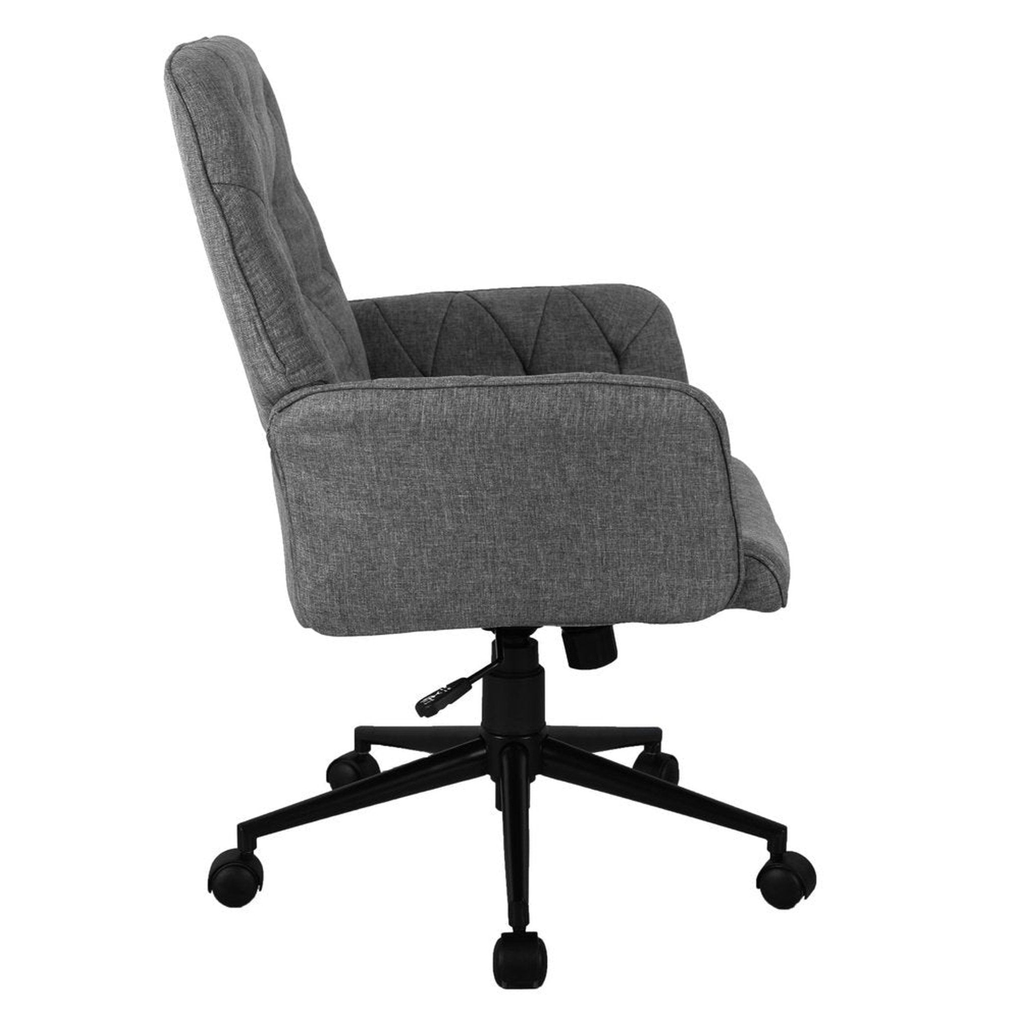 Techni Mobili Modern Upholstered Tufted Office Chair with Arms, Grey Techni Mobili Chairs