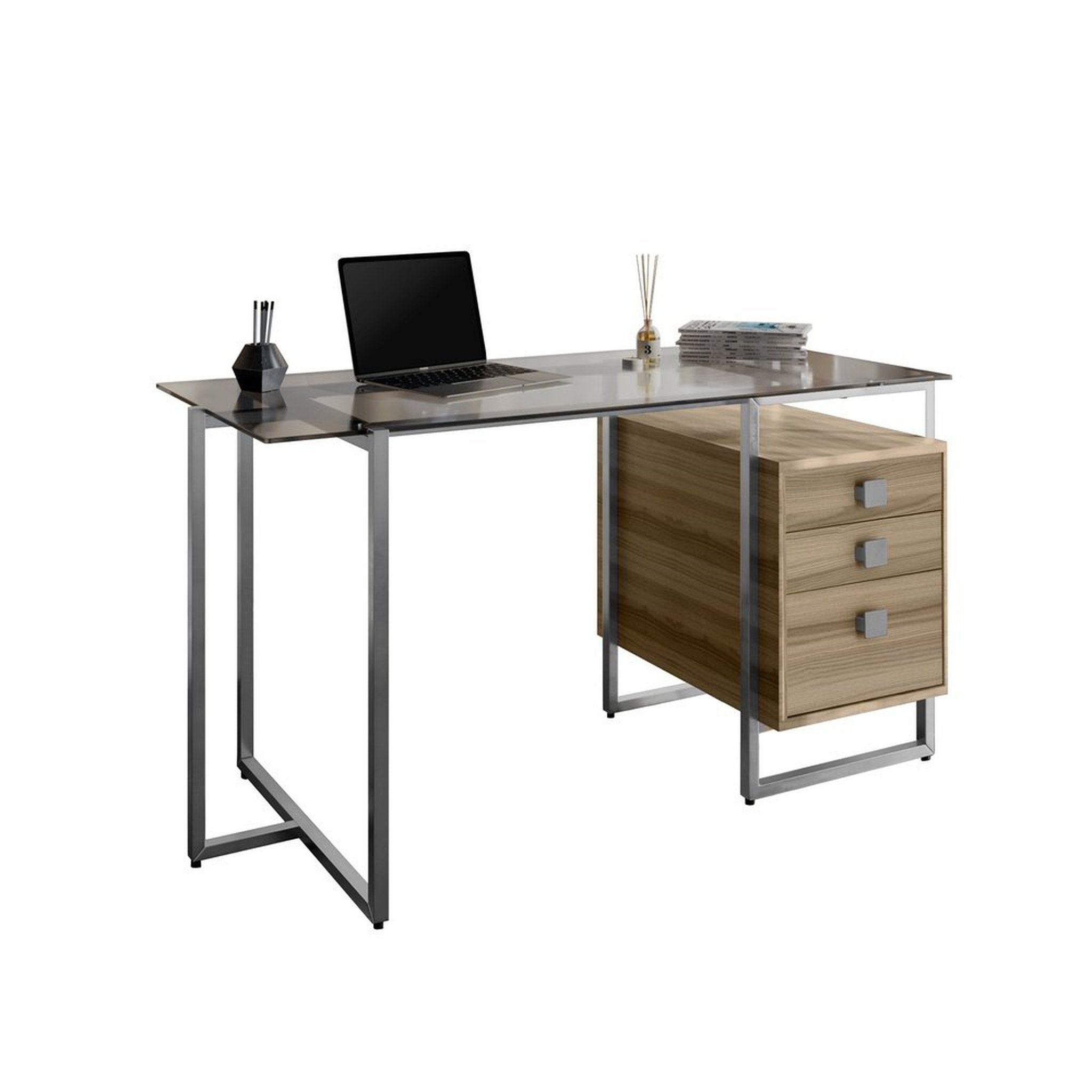 Techni Mobili Oak Computer Desk with Storage Techni Mobili Desks
