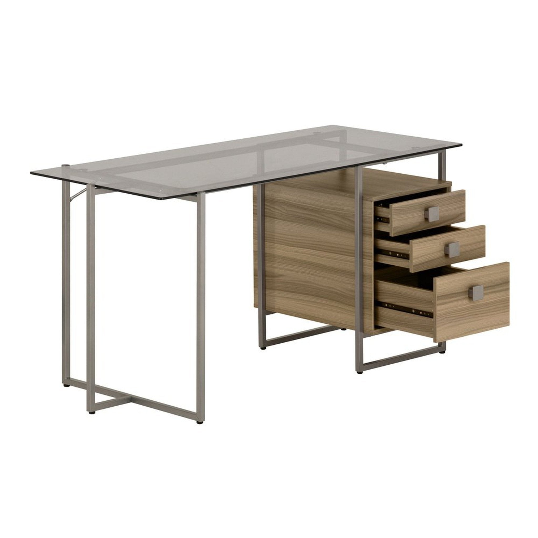 Techni Mobili Oak Computer Desk with Storage Techni Mobili Desks