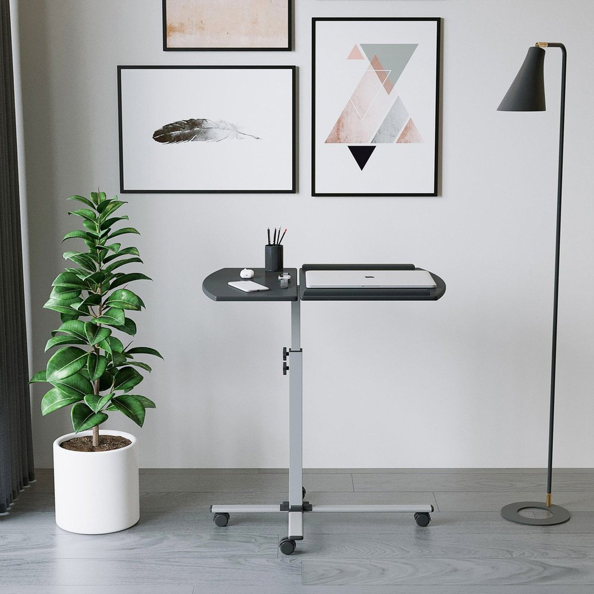 Techni Mobili Rolling Adjustable Laptop Cart, Graphite Techni Mobili Desks