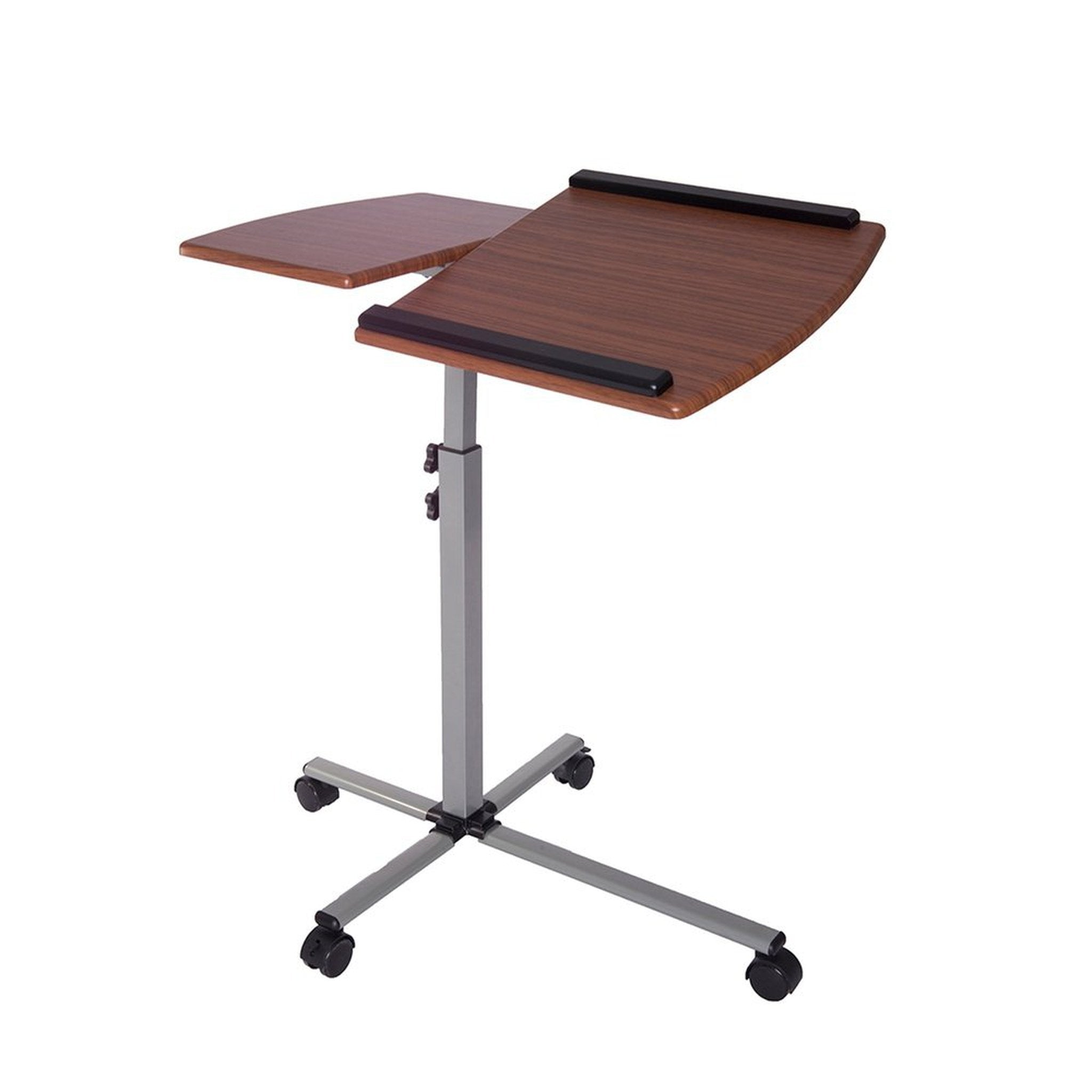 Techni Mobili Rolling Adjustable Laptop Cart, Mahogany Techni Mobili Desks
