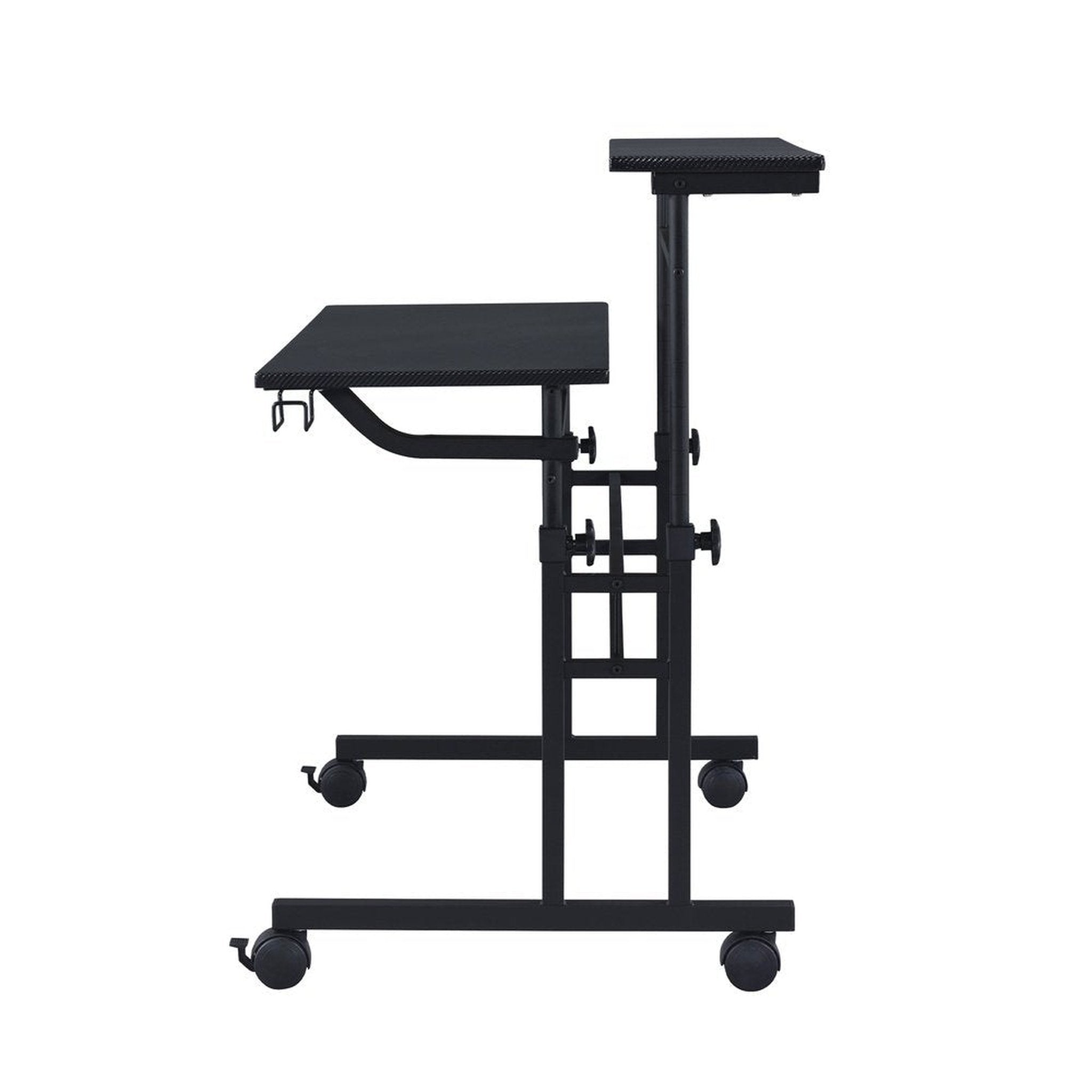 Techni Mobili Rolling Writing Desk with Height Adjustable Desktop and Moveable Shelf, Black Techni Mobili Desks