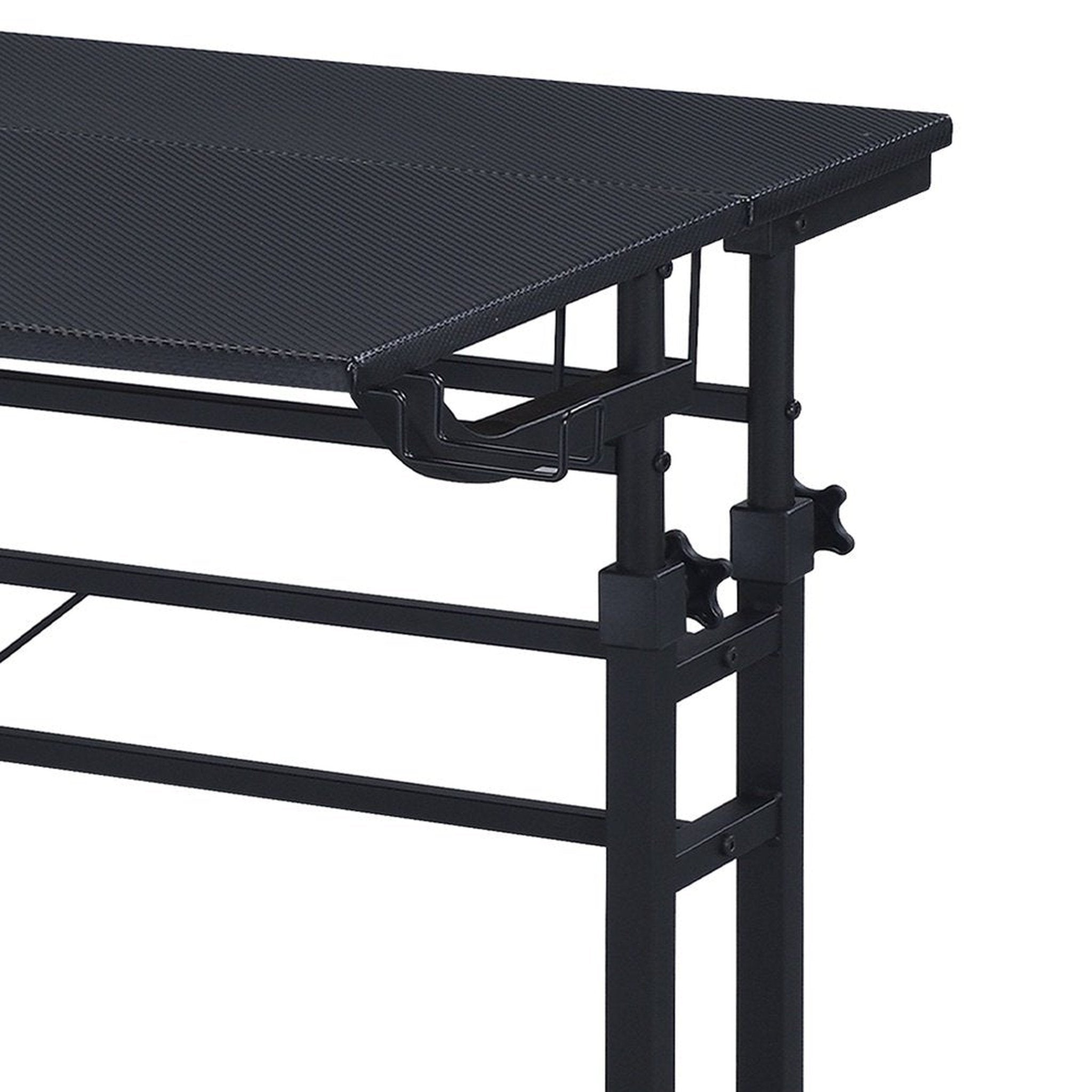 Techni Mobili Rolling Writing Desk with Height Adjustable Desktop and Moveable Shelf, Black Techni Mobili Desks