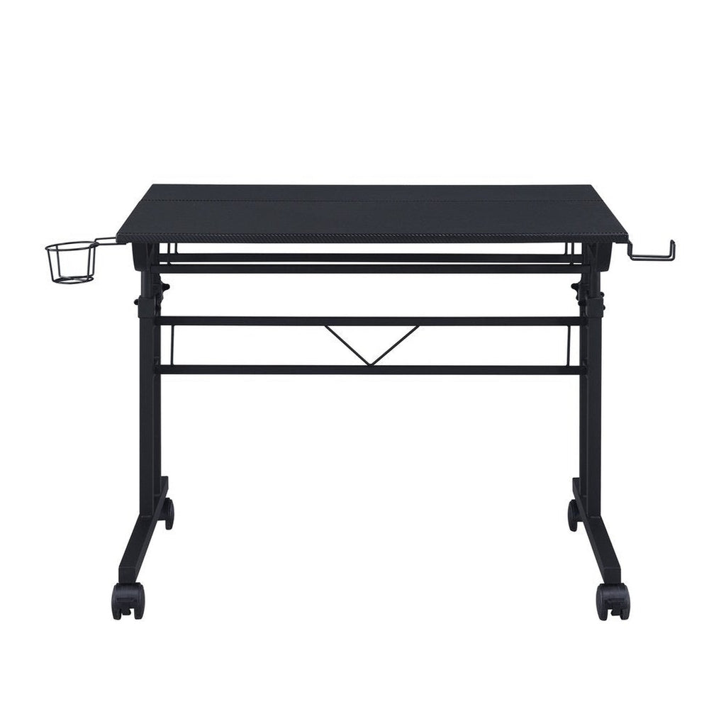 Techni Mobili Rolling Writing Desk with Height Adjustable Desktop and Moveable Shelf, Black Techni Mobili Desks