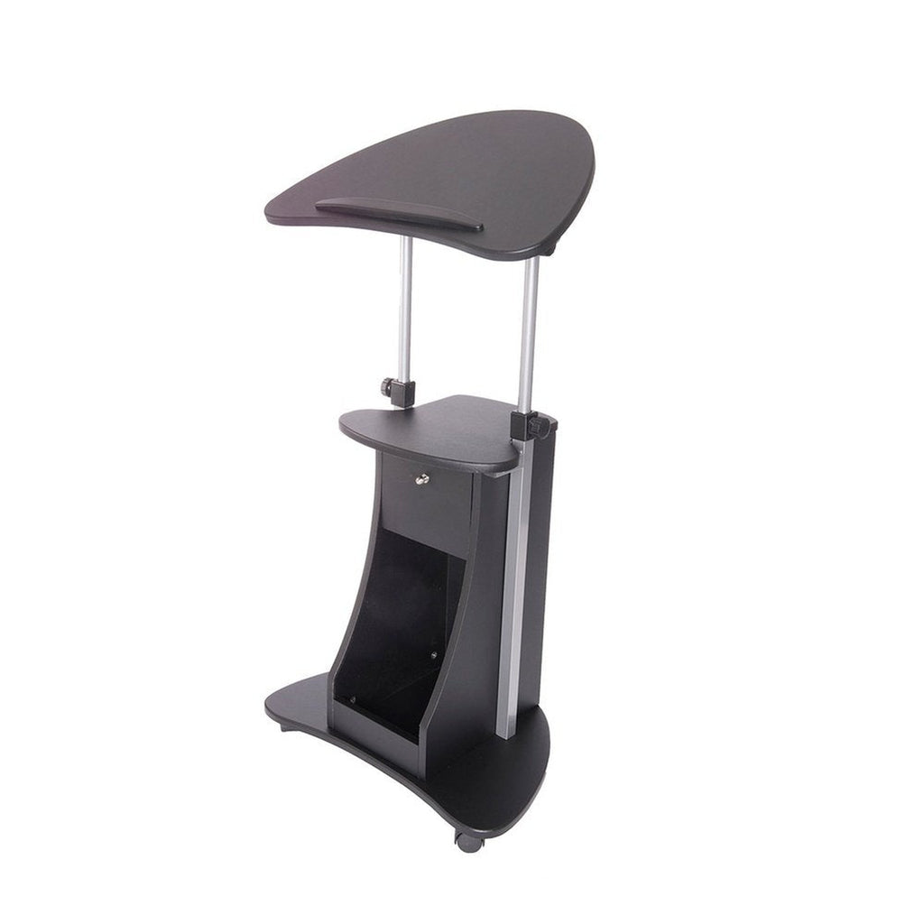 Techni Mobili Sit-to-Stand Rolling Adjustable Laptop Cart With Storage, Black Techni Mobili Desks