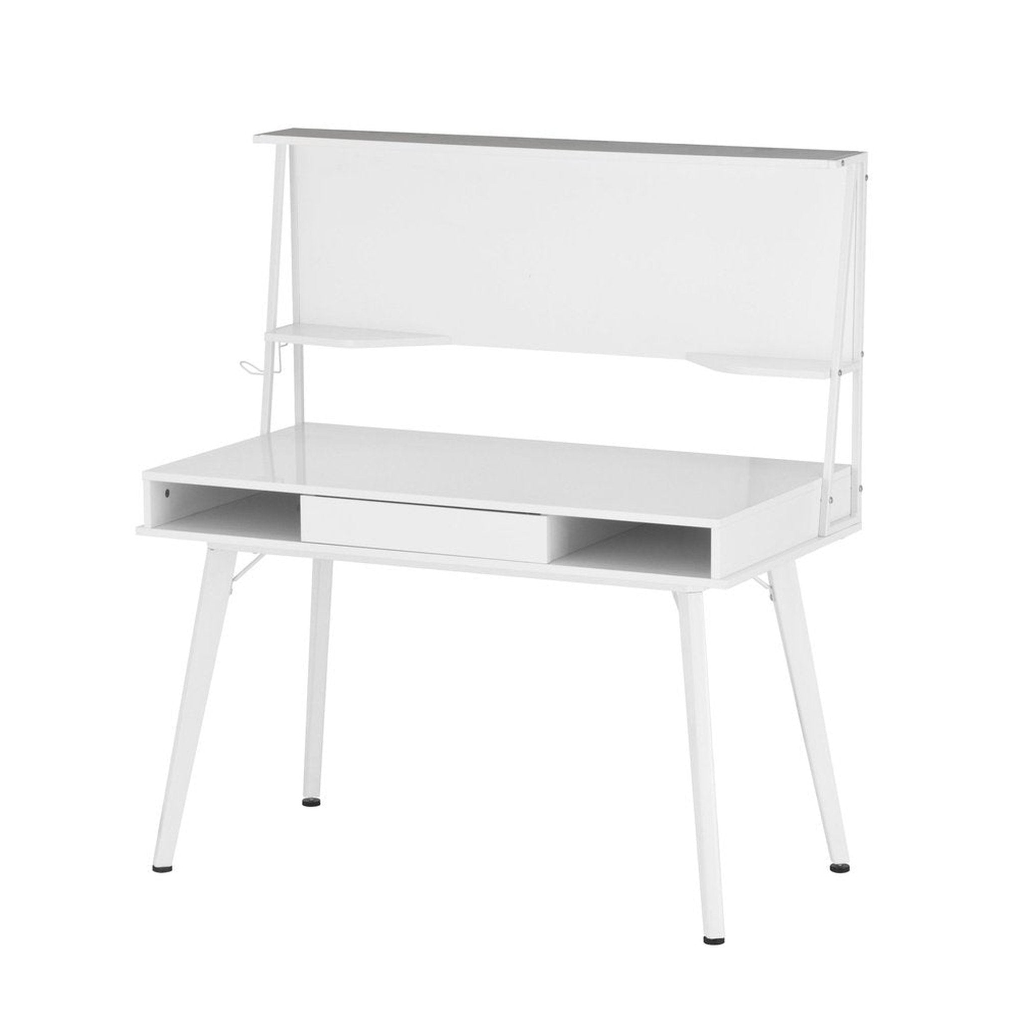 Techni Mobili Study Computer Desk with Storage & Magnetic Dry Erase White Board, White Techni Mobili Desks