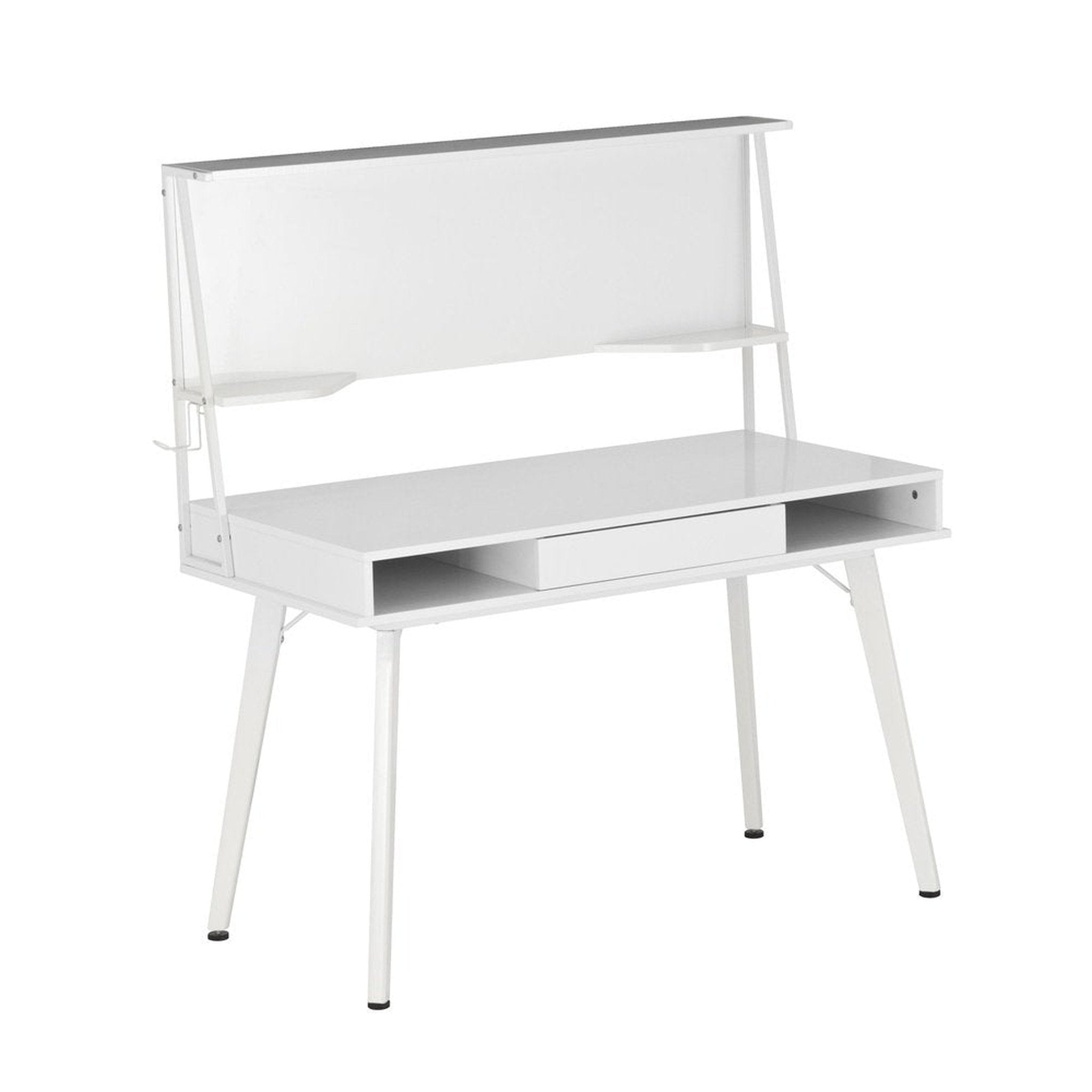 Techni Mobili Study Computer Desk with Storage & Magnetic Dry Erase White Board, White Techni Mobili Desks