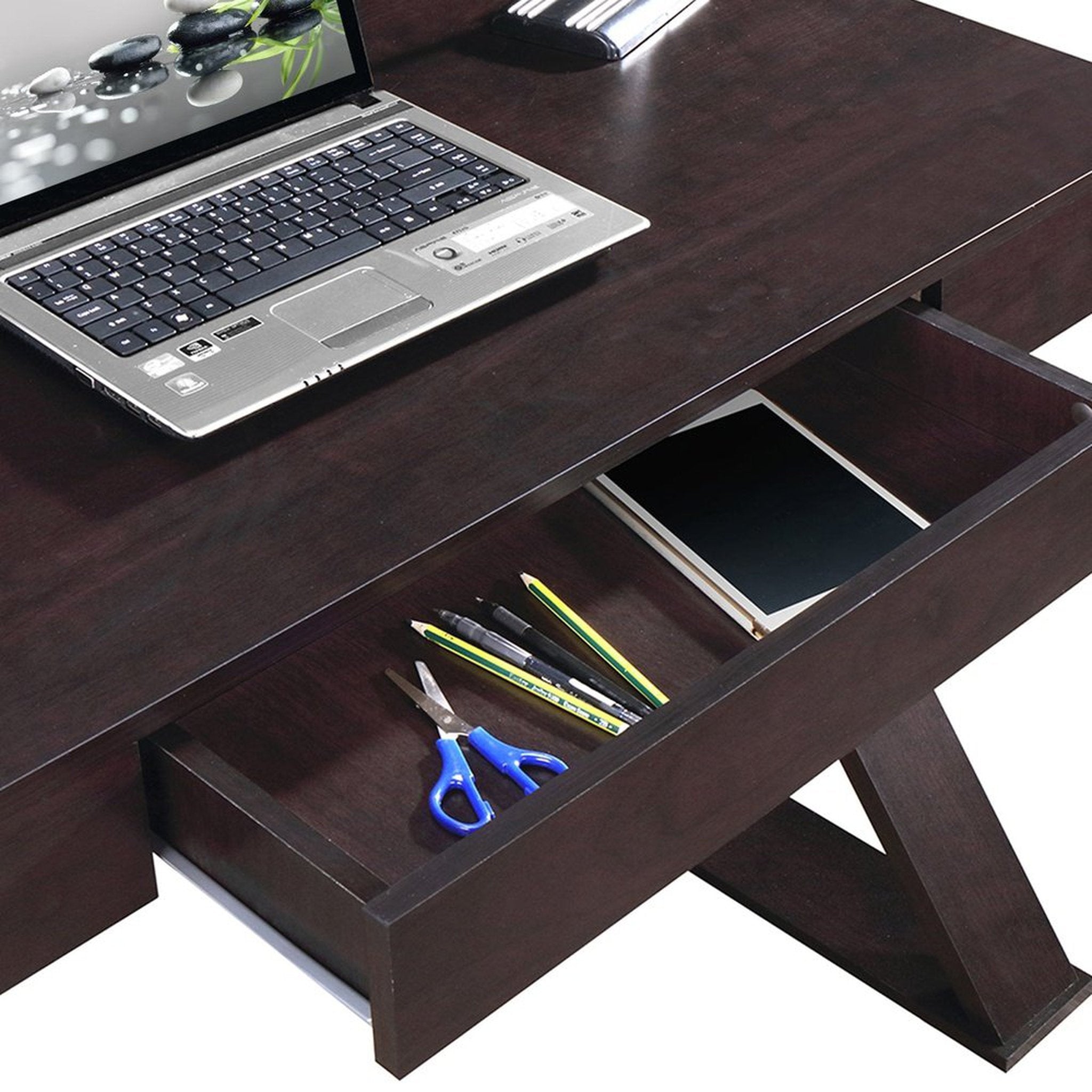 Techni Mobili Trendy Writing Desk with Drawer, Espresso Techni Mobili Desks