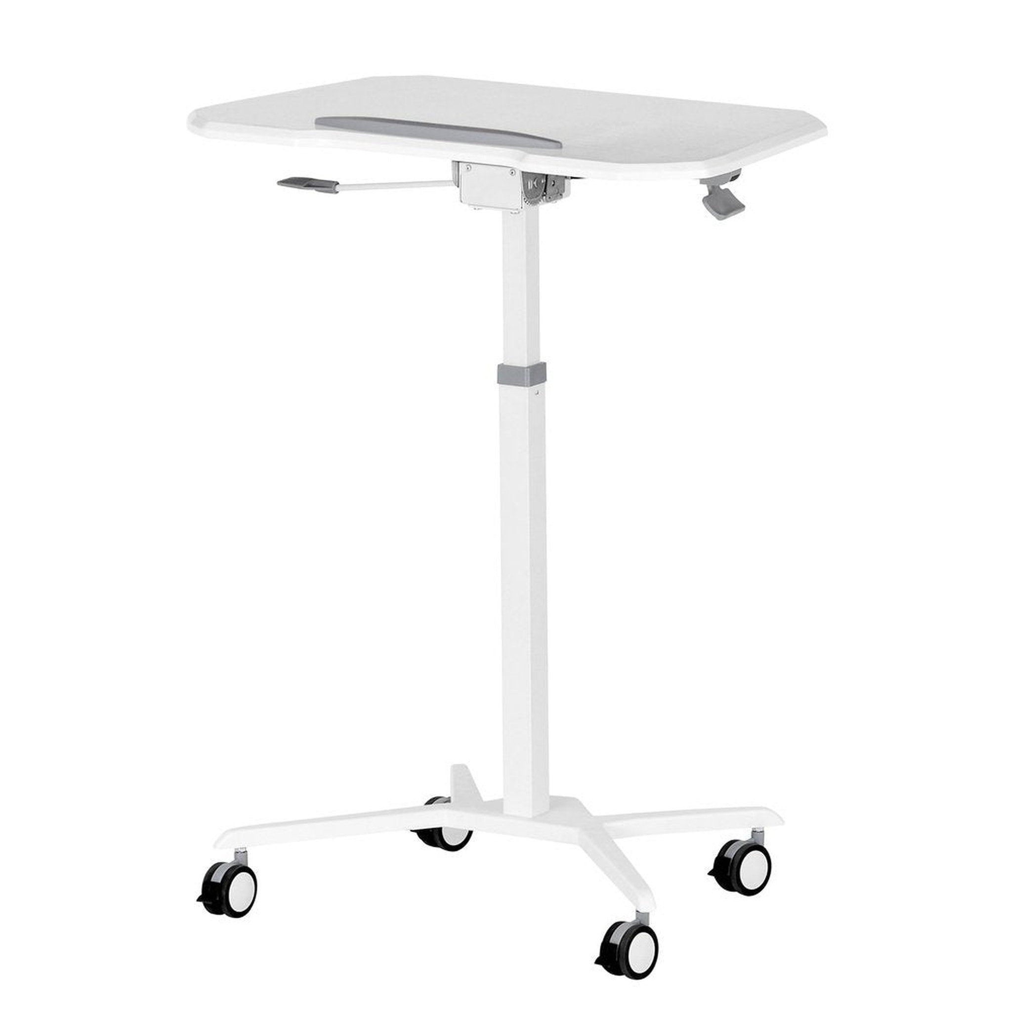 Techni Mobili White Sit to Stand Mobile Laptop Computer Stand with Height Adjustable and Tiltable Tabletop Techni Mobili
