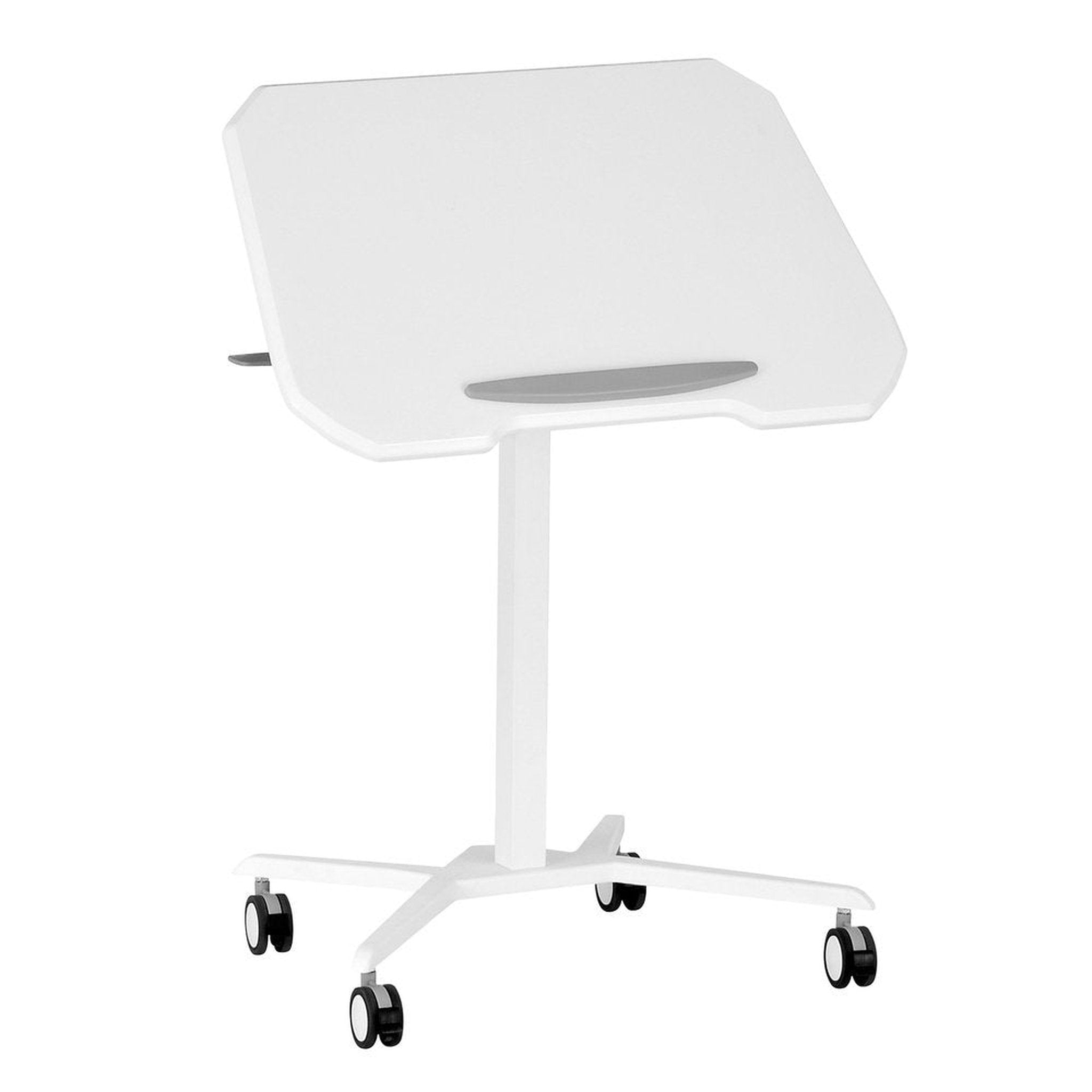 Techni Mobili White Sit to Stand Mobile Laptop Computer Stand with Height Adjustable and Tiltable Tabletop Techni Mobili