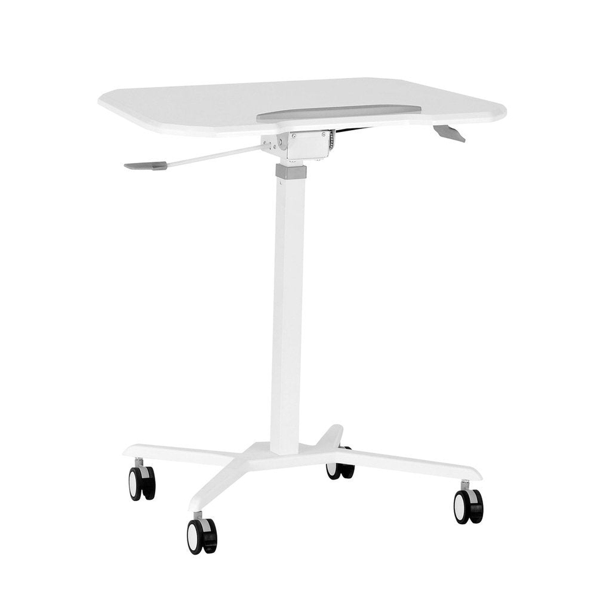 Techni Mobili White Sit to Stand Mobile Laptop Computer Stand with Height Adjustable and Tiltable Tabletop Techni Mobili