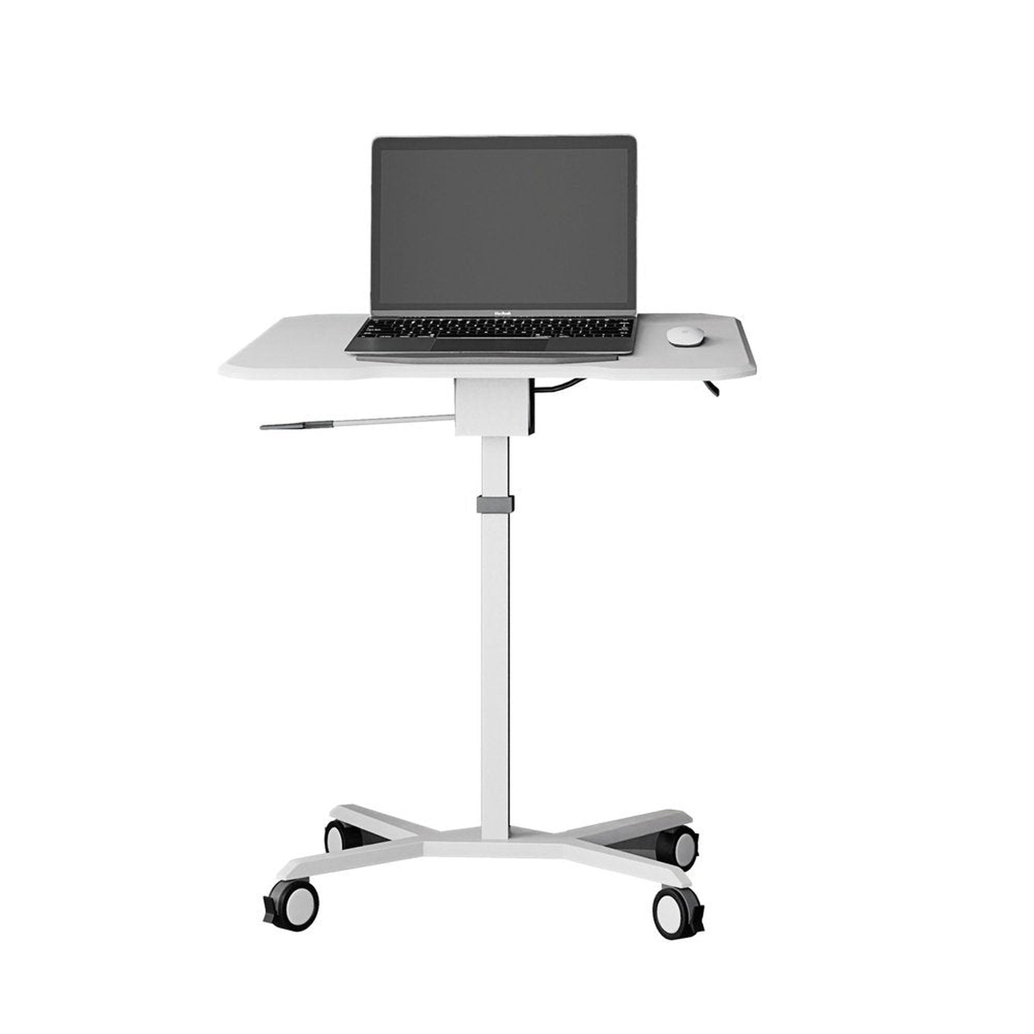 Techni Mobili White Sit to Stand Mobile Laptop Computer Stand with Height Adjustable and Tiltable Tabletop Techni Mobili