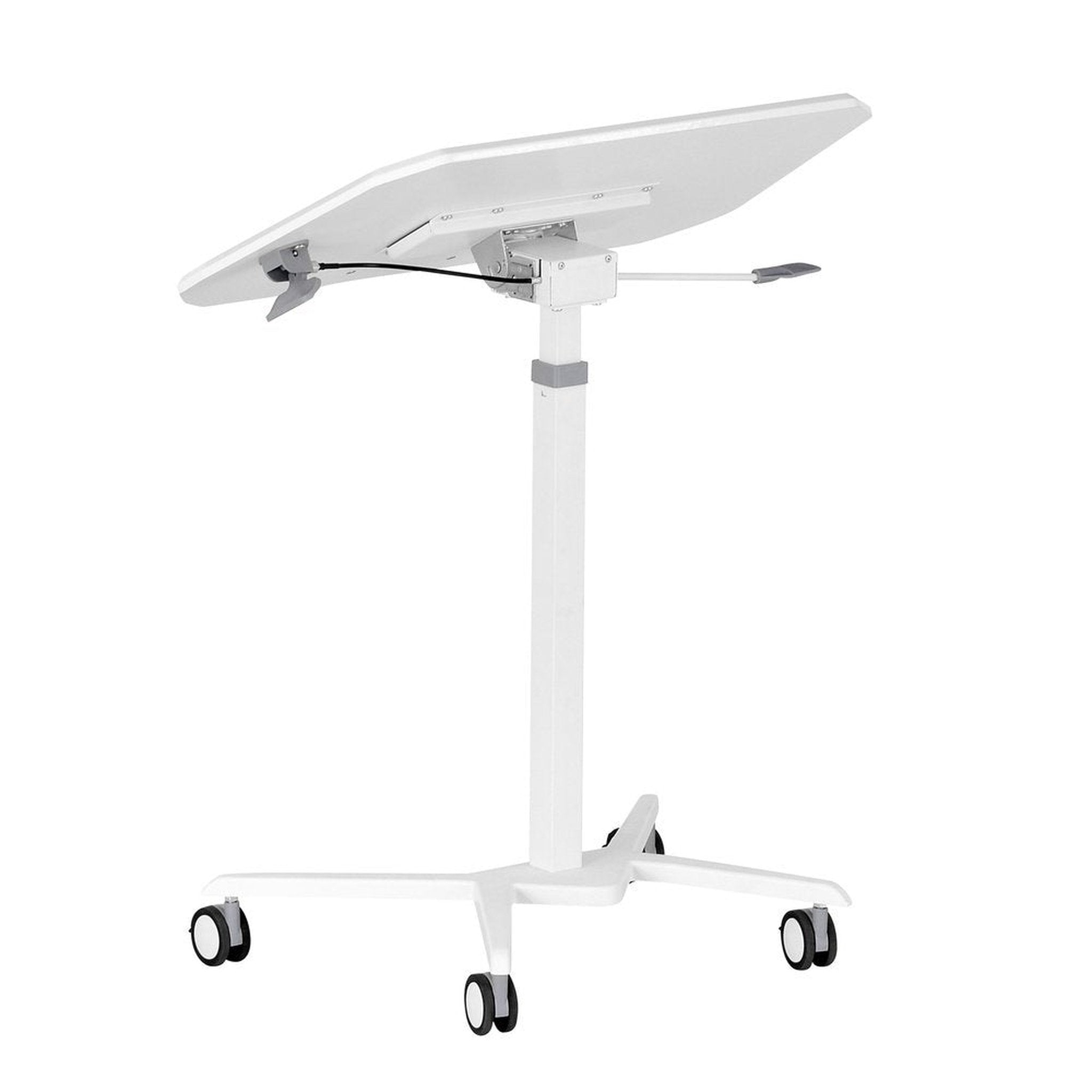 Techni Mobili White Sit to Stand Mobile Laptop Computer Stand with Height Adjustable and Tiltable Tabletop Techni Mobili