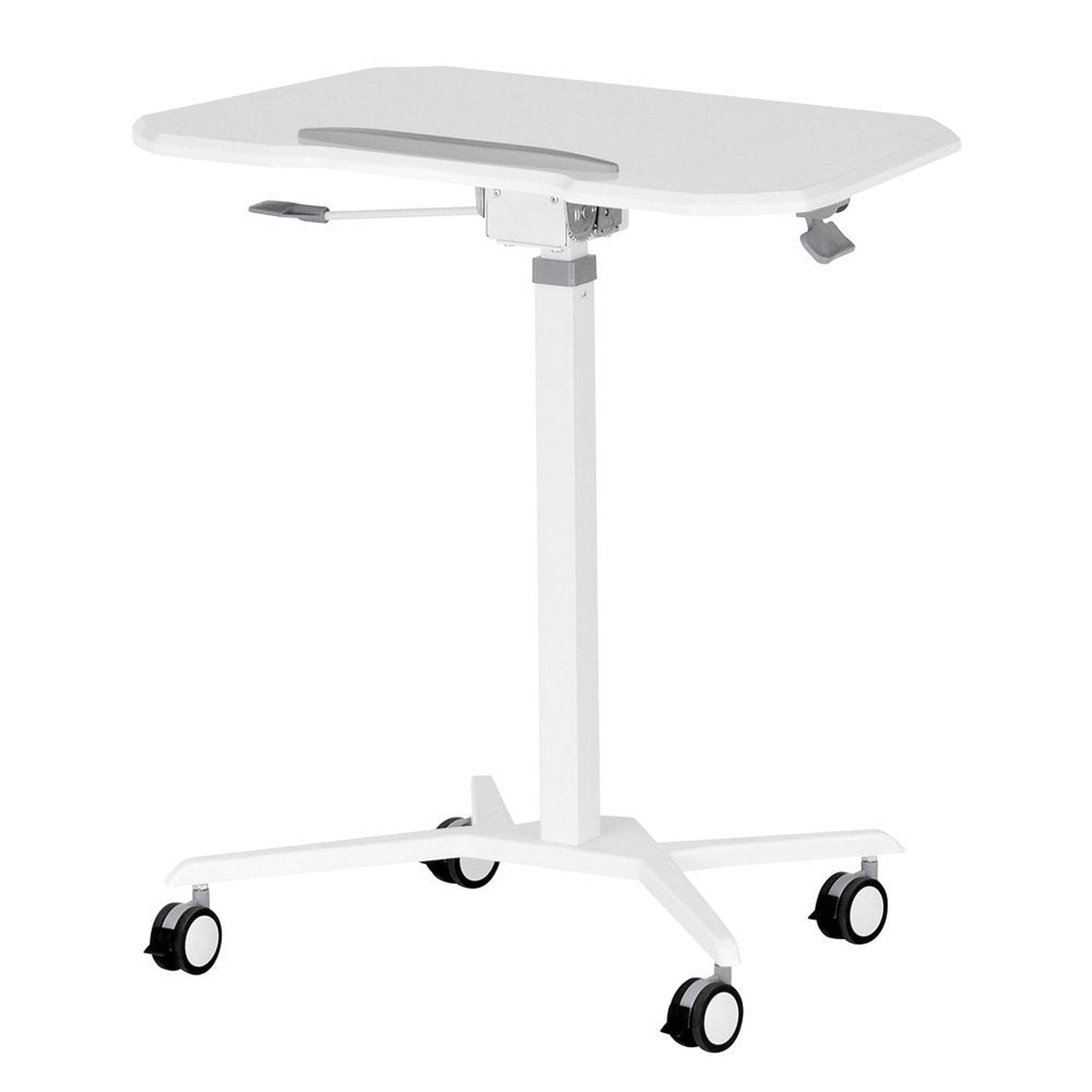 Techni Mobili White Sit to Stand Mobile Laptop Computer Stand with Height Adjustable and Tiltable Tabletop Techni Mobili