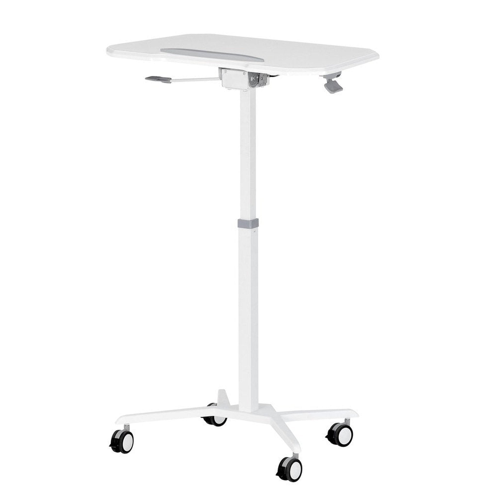 Techni Mobili White Sit to Stand Mobile Laptop Computer Stand with Height Adjustable and Tiltable Tabletop Techni Mobili