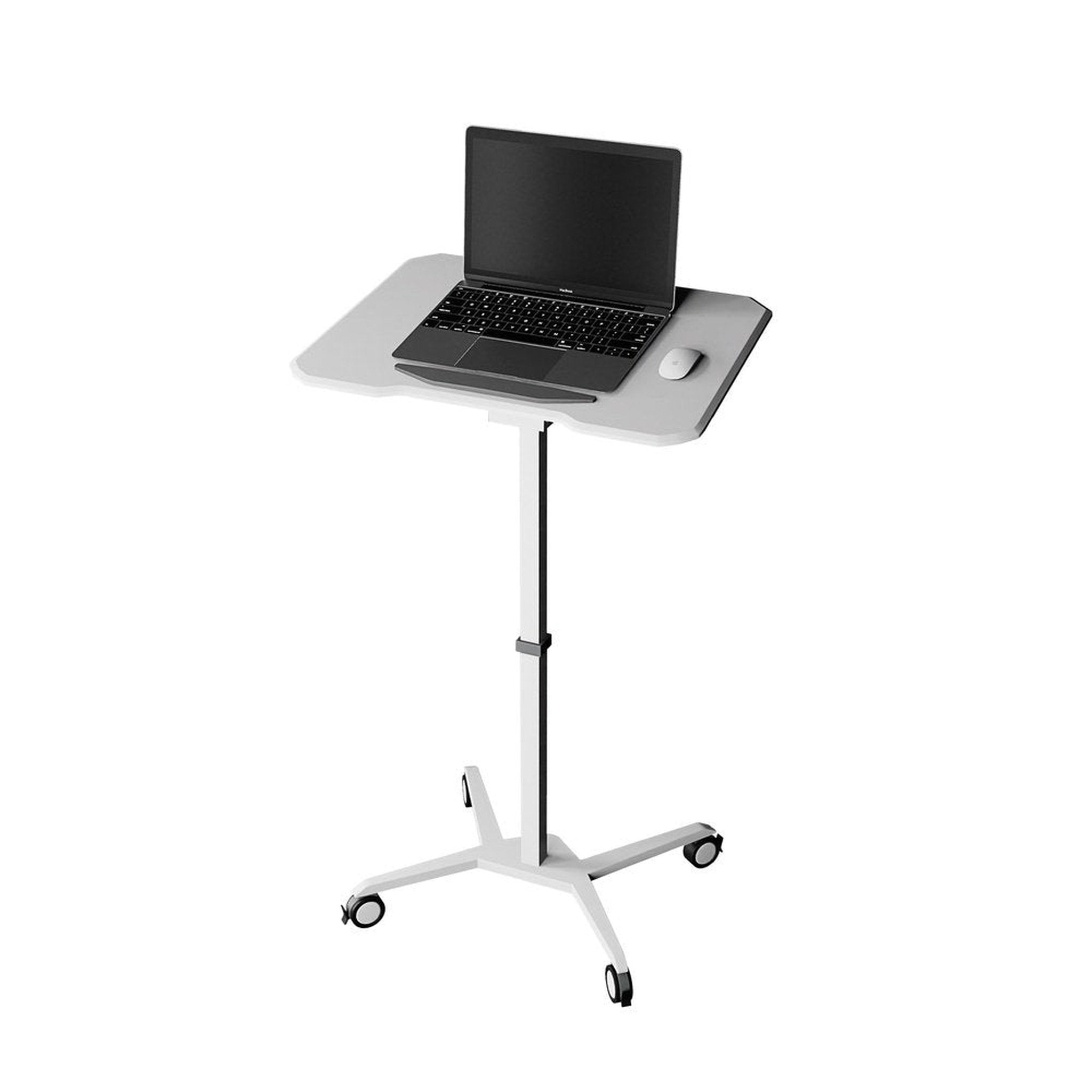 Techni Mobili White Sit to Stand Mobile Laptop Computer Stand with Height Adjustable and Tiltable Tabletop Techni Mobili