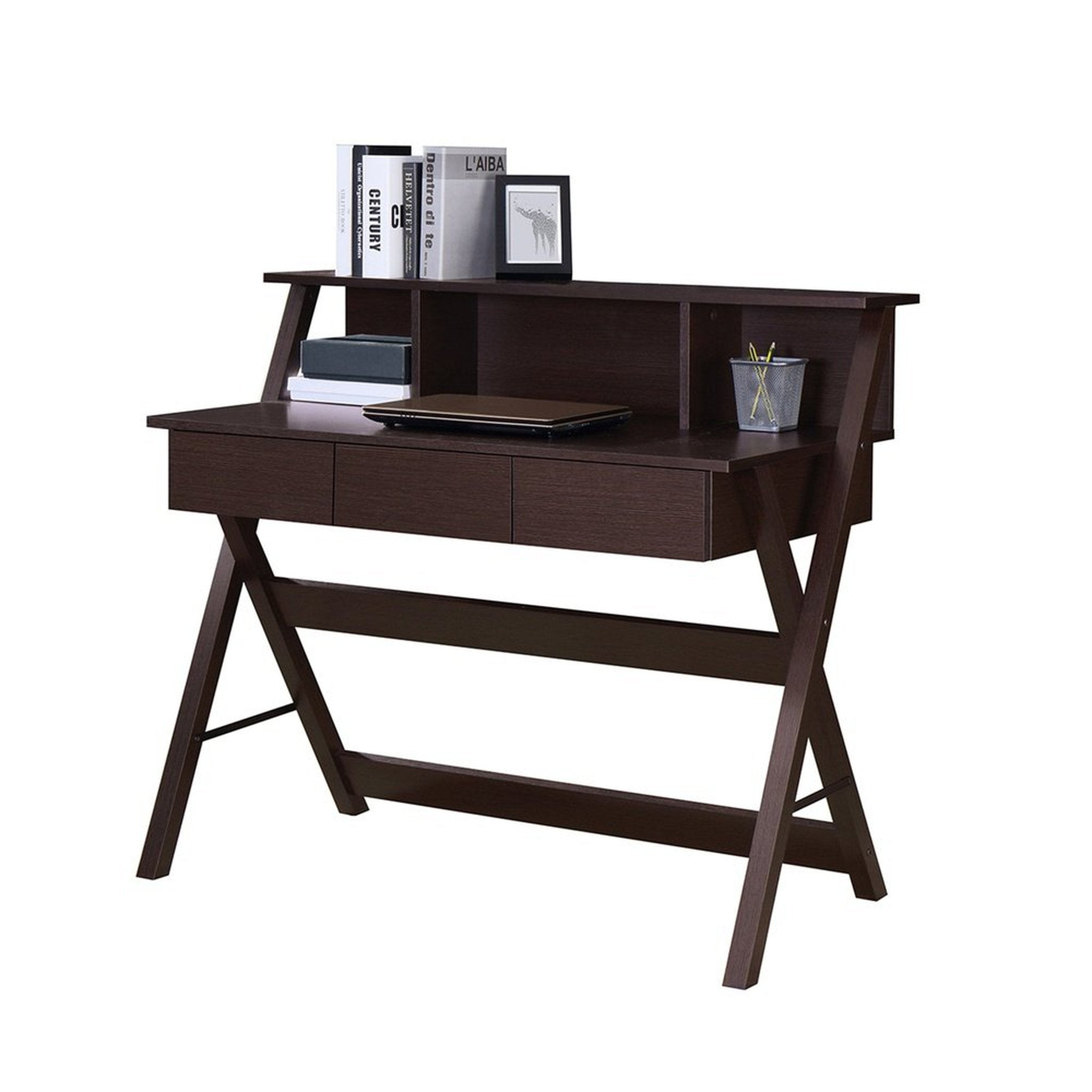 Techni Mobili Writing Desk with Storage, Wenge Techni Mobili
